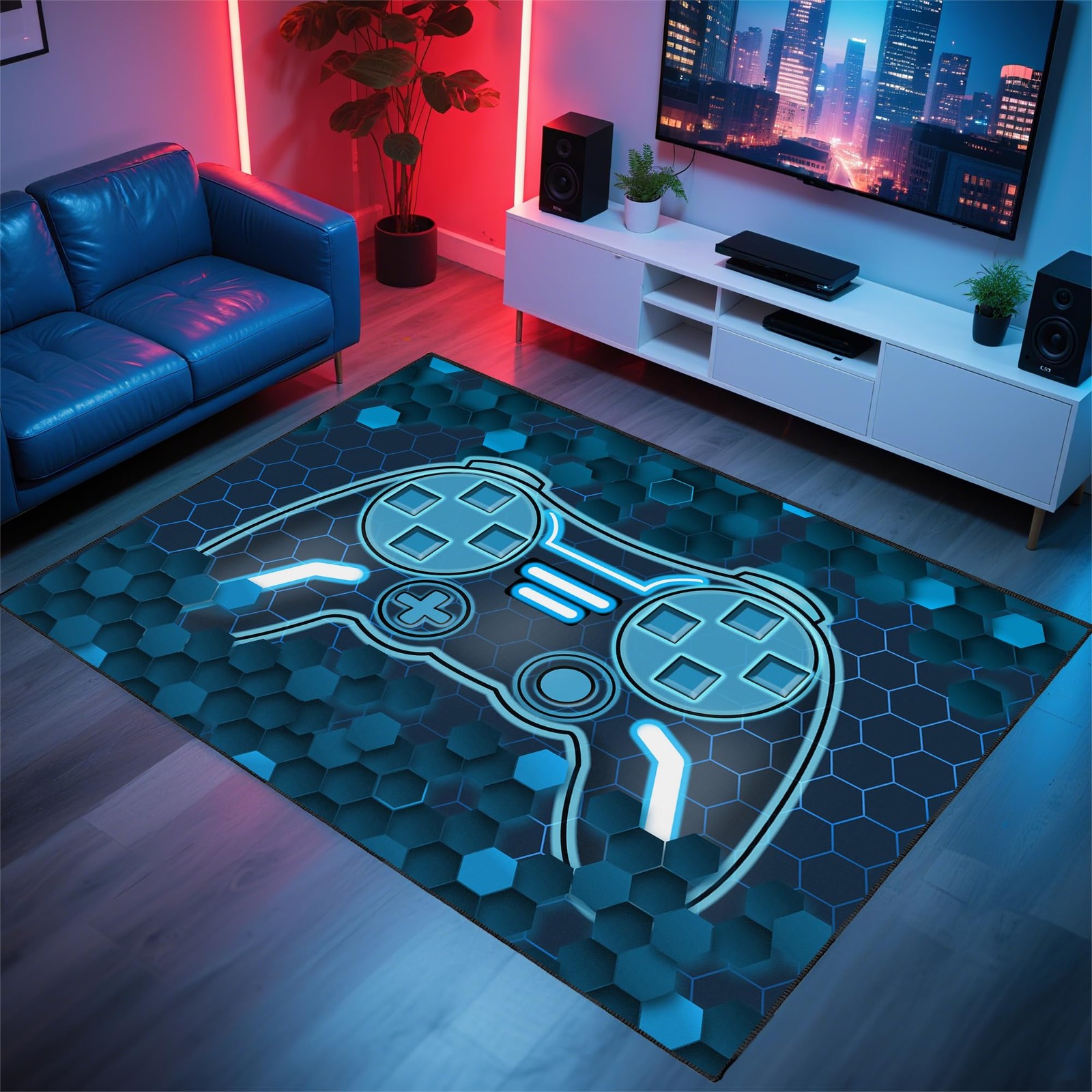 3×5 Feet Gamer Rug Game Room NonSlip Backing Gaming Bedroom Livingroom Mat