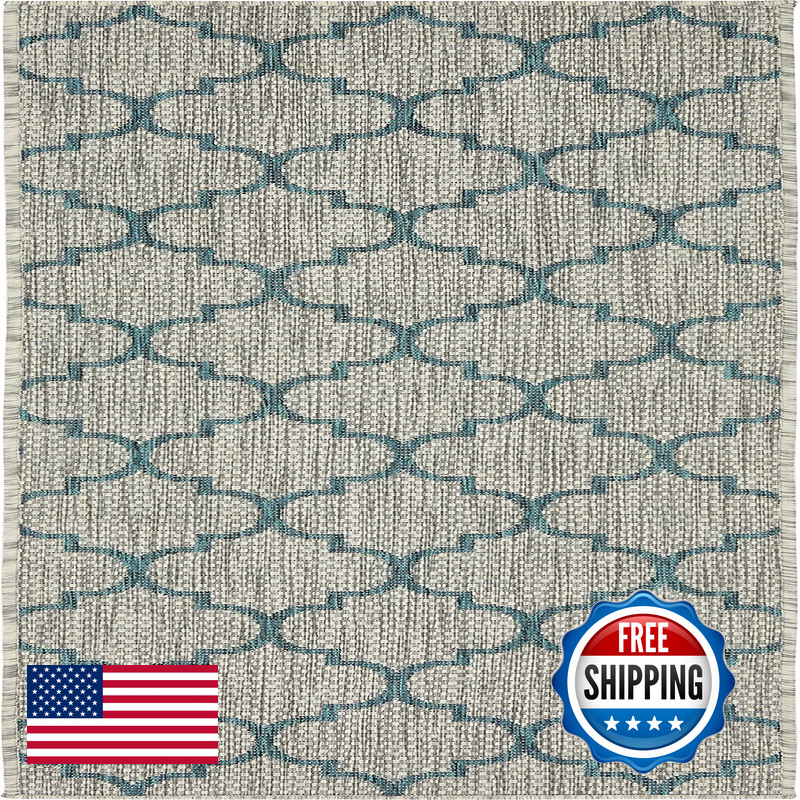 Unique Loom Outdoor Trellis Collection Area Rug 2 X 6 1 Runner Gray/ Ivory