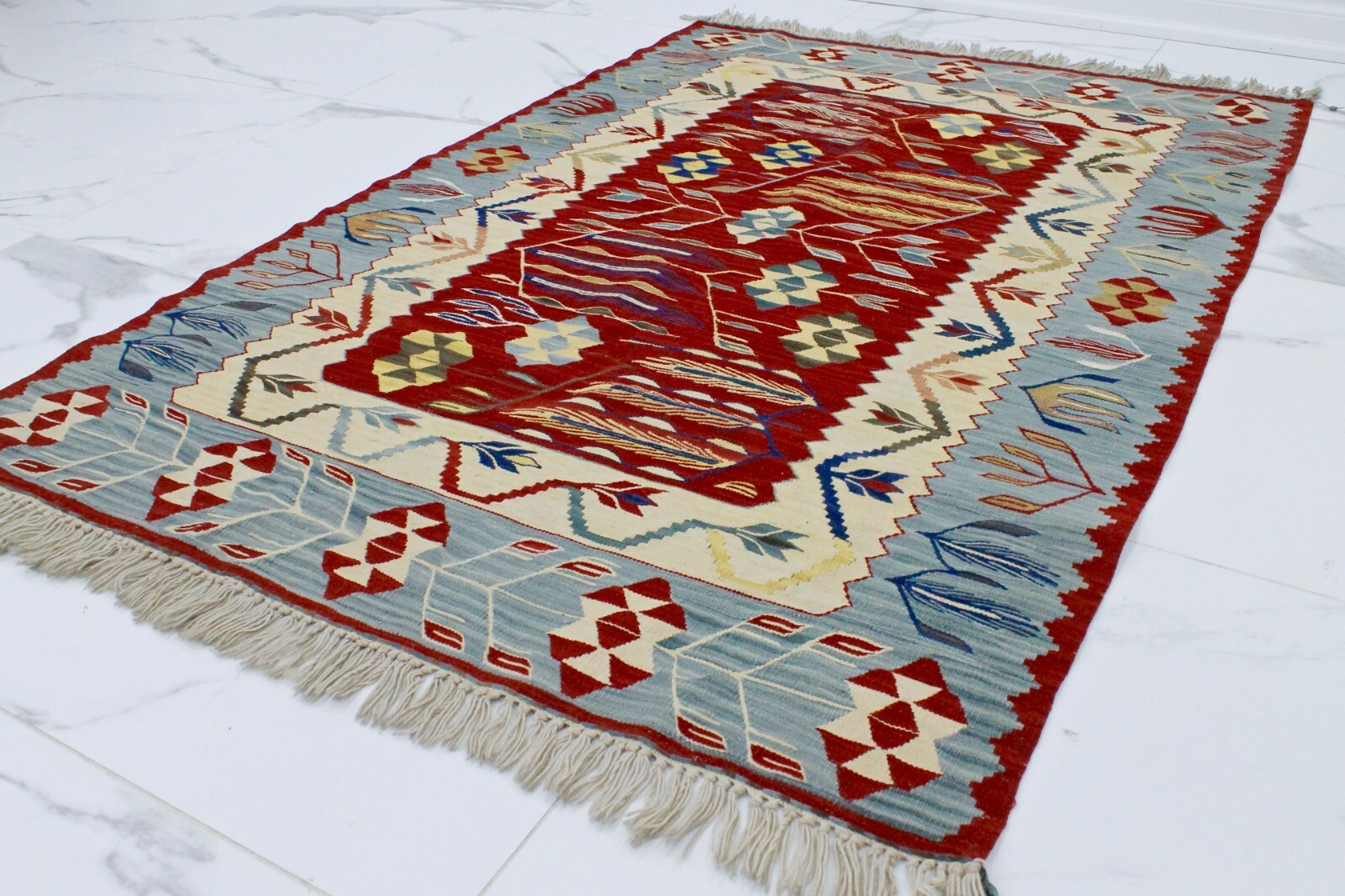 Authentic Hand-woven Turkish Wool Rug 4×6 ft | Double-sided Carpet | Organic Dye
