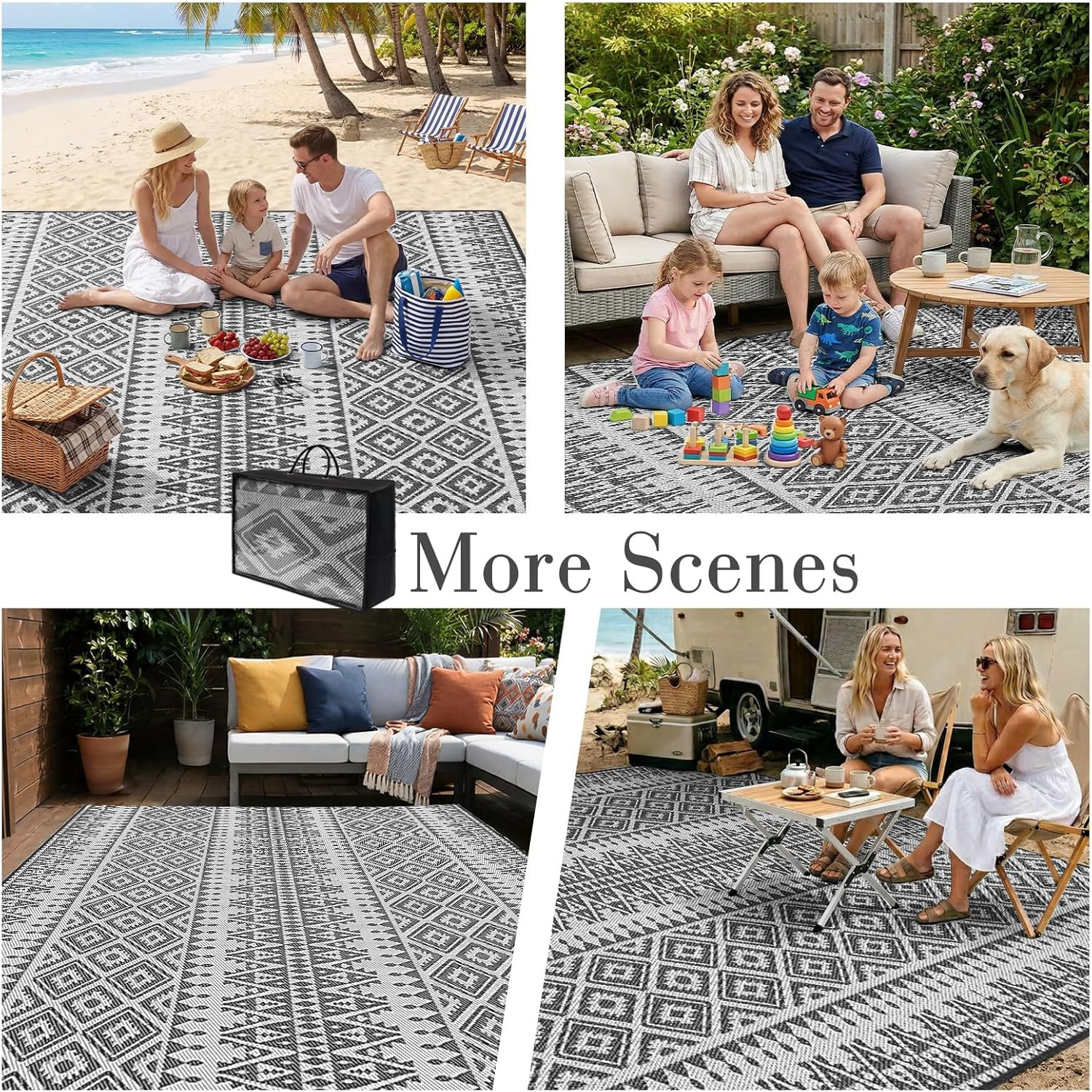 Waterproof Outdoor Rug 8X10 Ft, Reversible Plastic Patio Rug, UV Resistant Straw