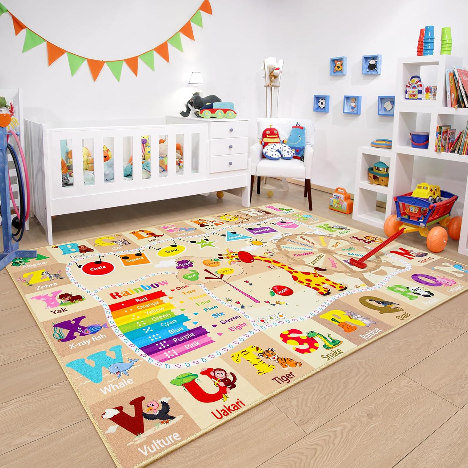 Chicrug Educational Kid Area Rug for Playroom, 4×6 Feet TPR Non Slip Kids Classr