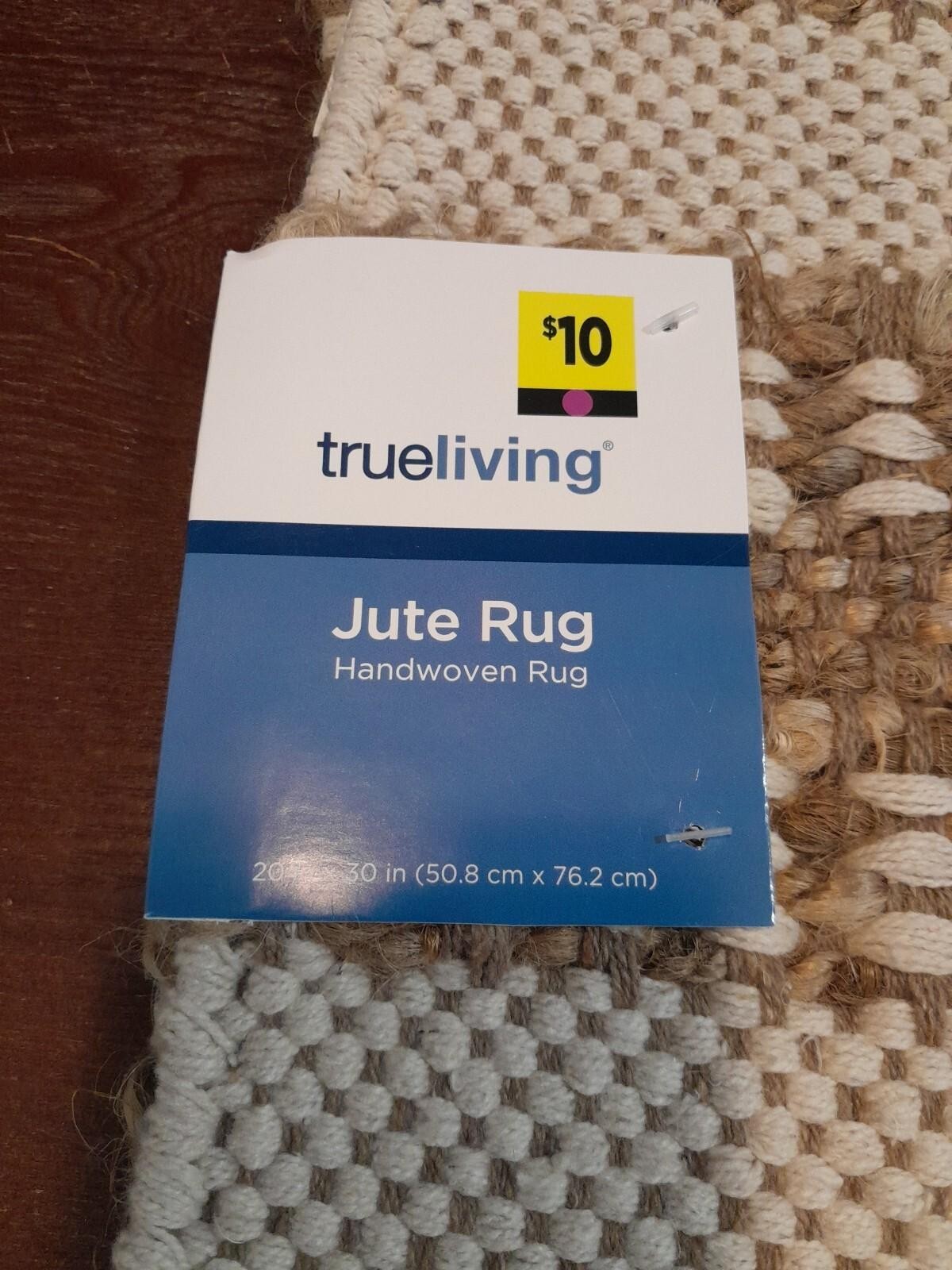 True Living Jute Handwoven Rug 20X30 In NWT