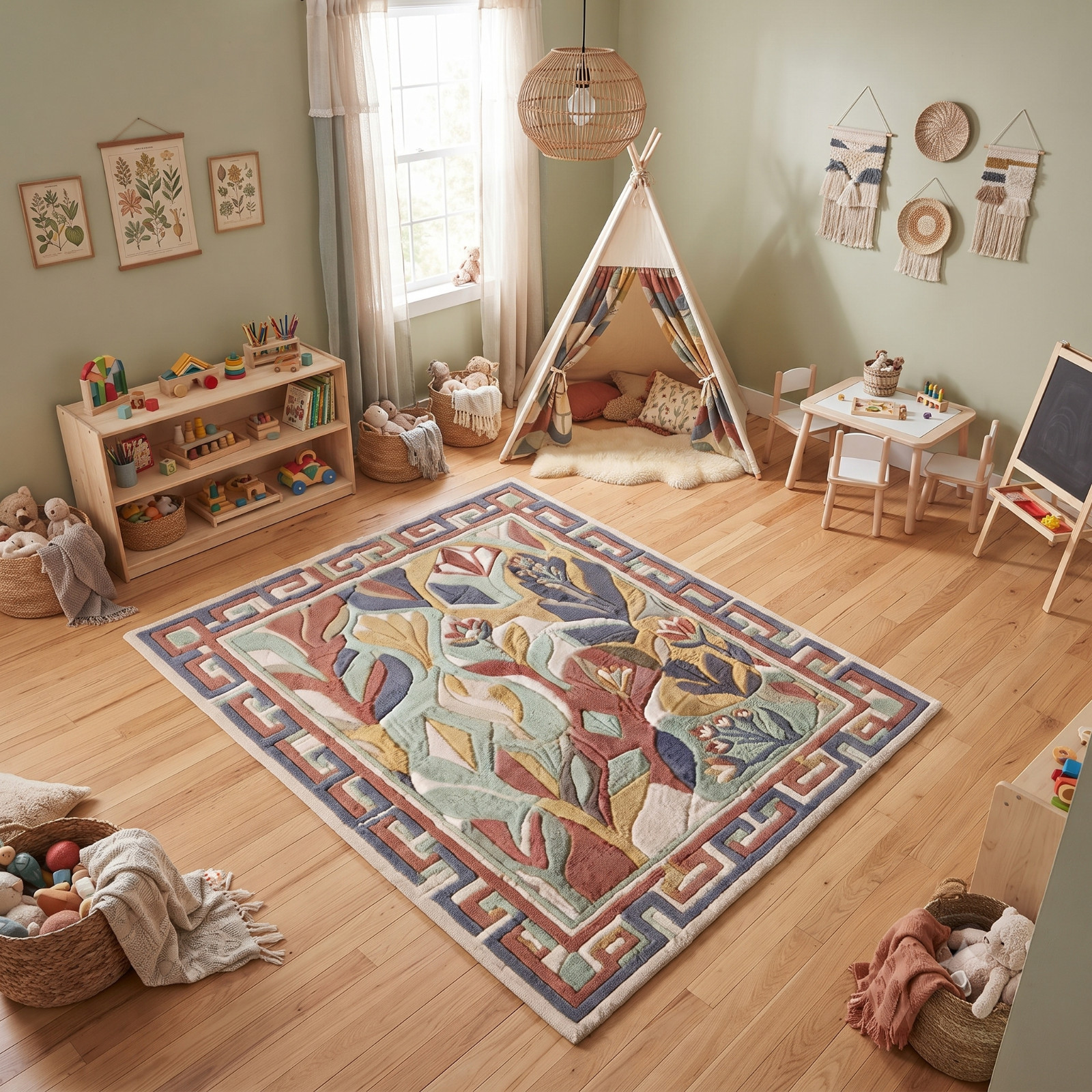 Hand Tufted Abstract Wool Rug Modern Geometric Living Room Bedroom Area Carpet