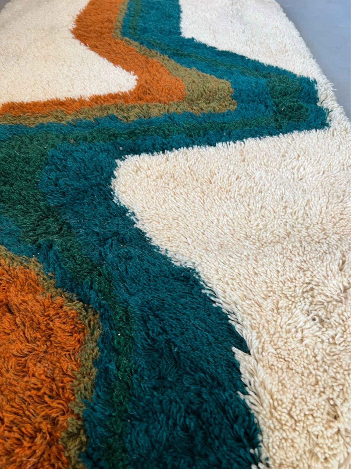 60’s HOJER EKSPORT WILTON Lightening UNUSED Rya Rug Danish Modern Mid Century