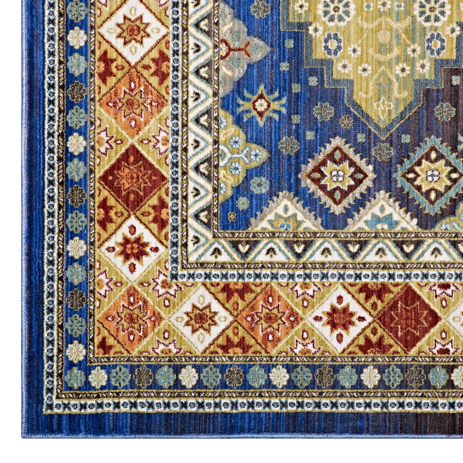 Modway Southwestern Distressed Diamond Floral 5×8 Area Rug in Multicolored