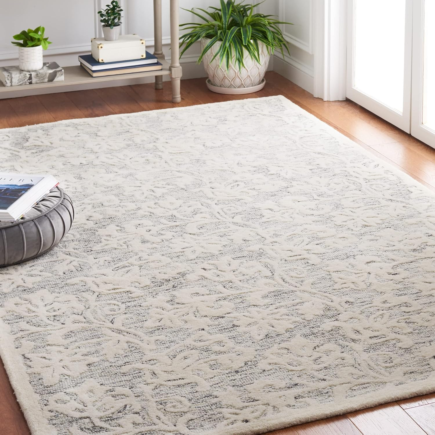 Martha Stewart Handmade Wool Area Rug 4′ x 6′ – Grey & Ivory Accent Decor