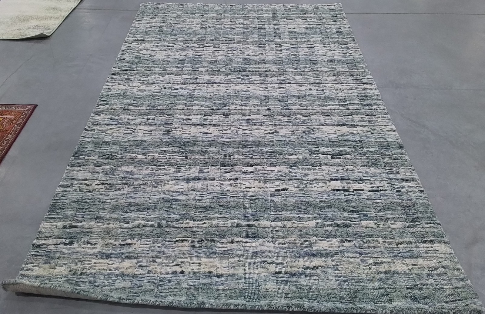 TEAL / BEIGE 5′-0″ x 8′-0″ Back Stain Rug, Reduced Price 3172810791 ELM501J-5