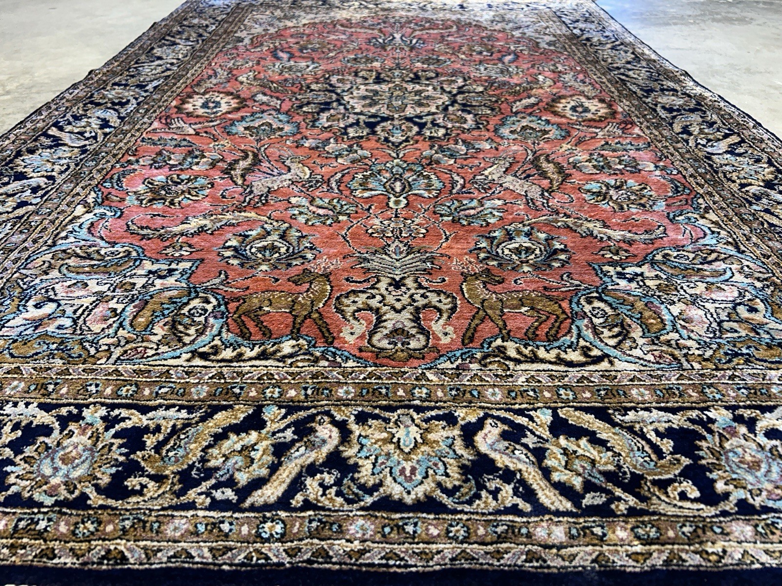 3×5 Luxurious Fine Hand-Knotted 100% Silk Pictorial Persiane Qume Rug Handmade