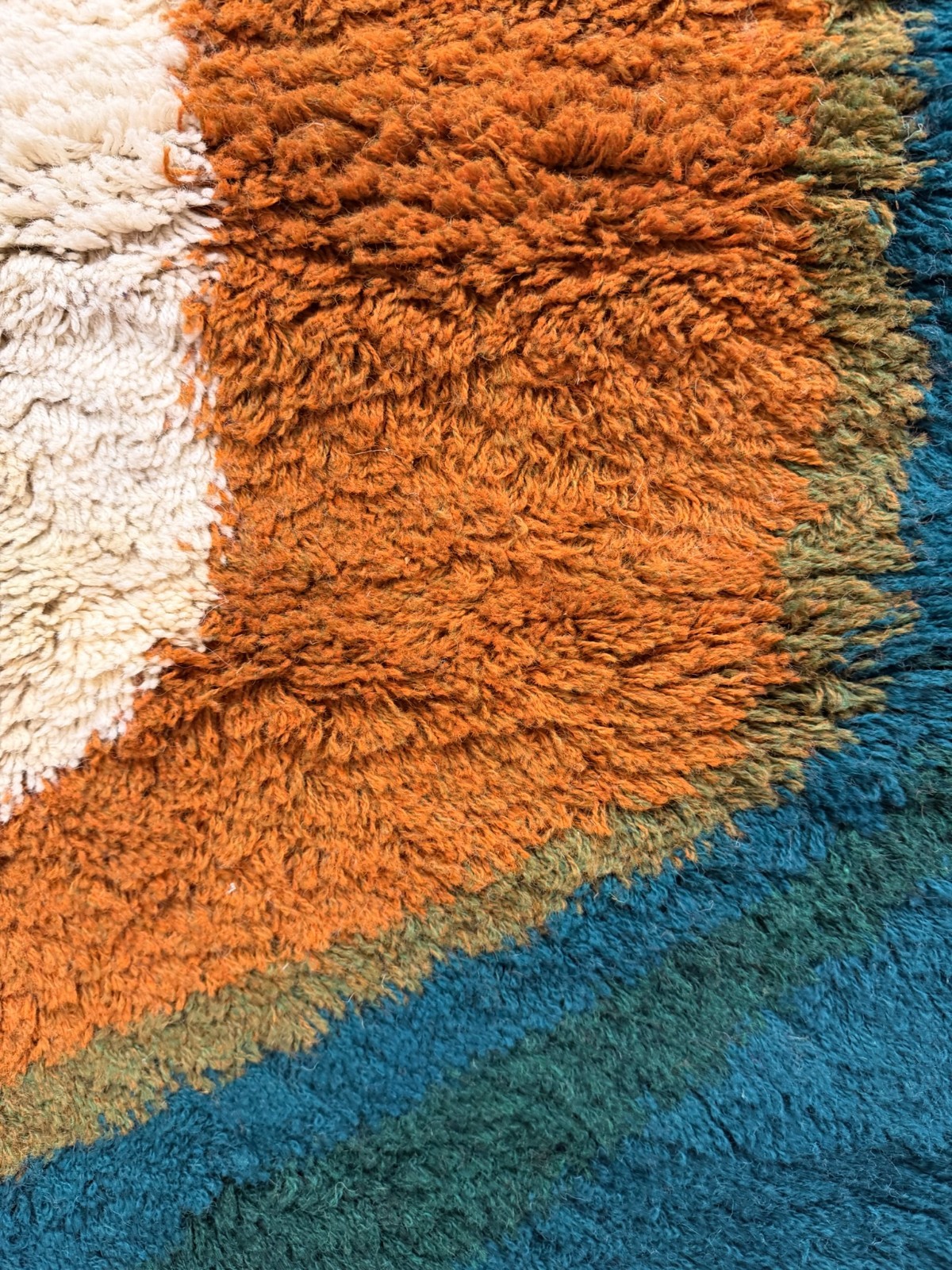60s Hojer Eksport Wilton Lightning UNUSED Danish Rya Rug Modern Mid Century Wool