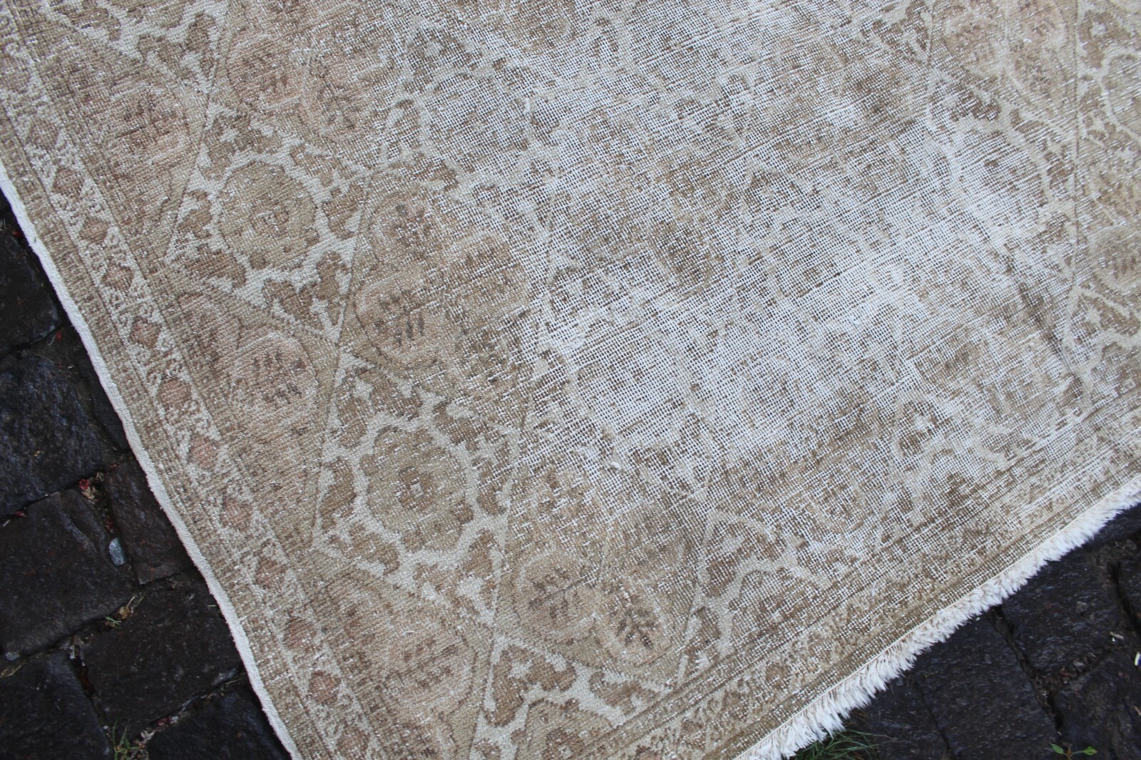 Vintage Handmade Turkish Oushak Bedroom Wool Area Rug Carpet, 8’2″x5’3″