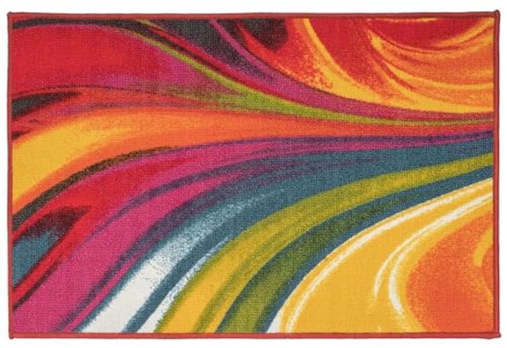 Modern Contemporary Waves Non-Slip (Non-Skid) Area Rug 20″ X 30″ Multi