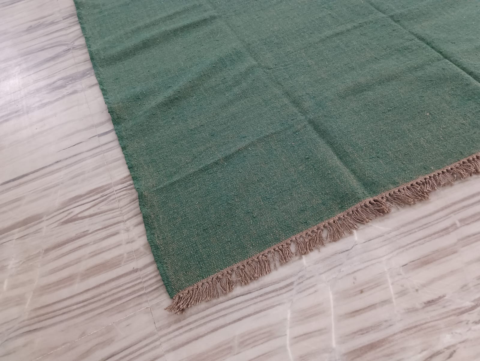 Handmade Rugs and Carpet Green Color Reversible Modern Wool Rug Living Room Mat