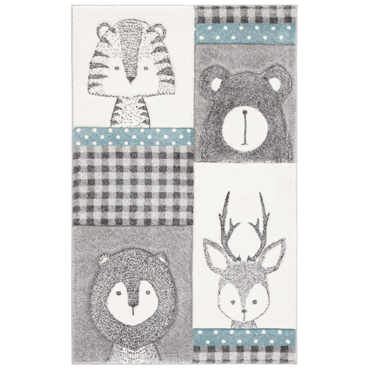 SAFAVIEH Carousel Kids Collection CRK188B Grey/Ivory Rug