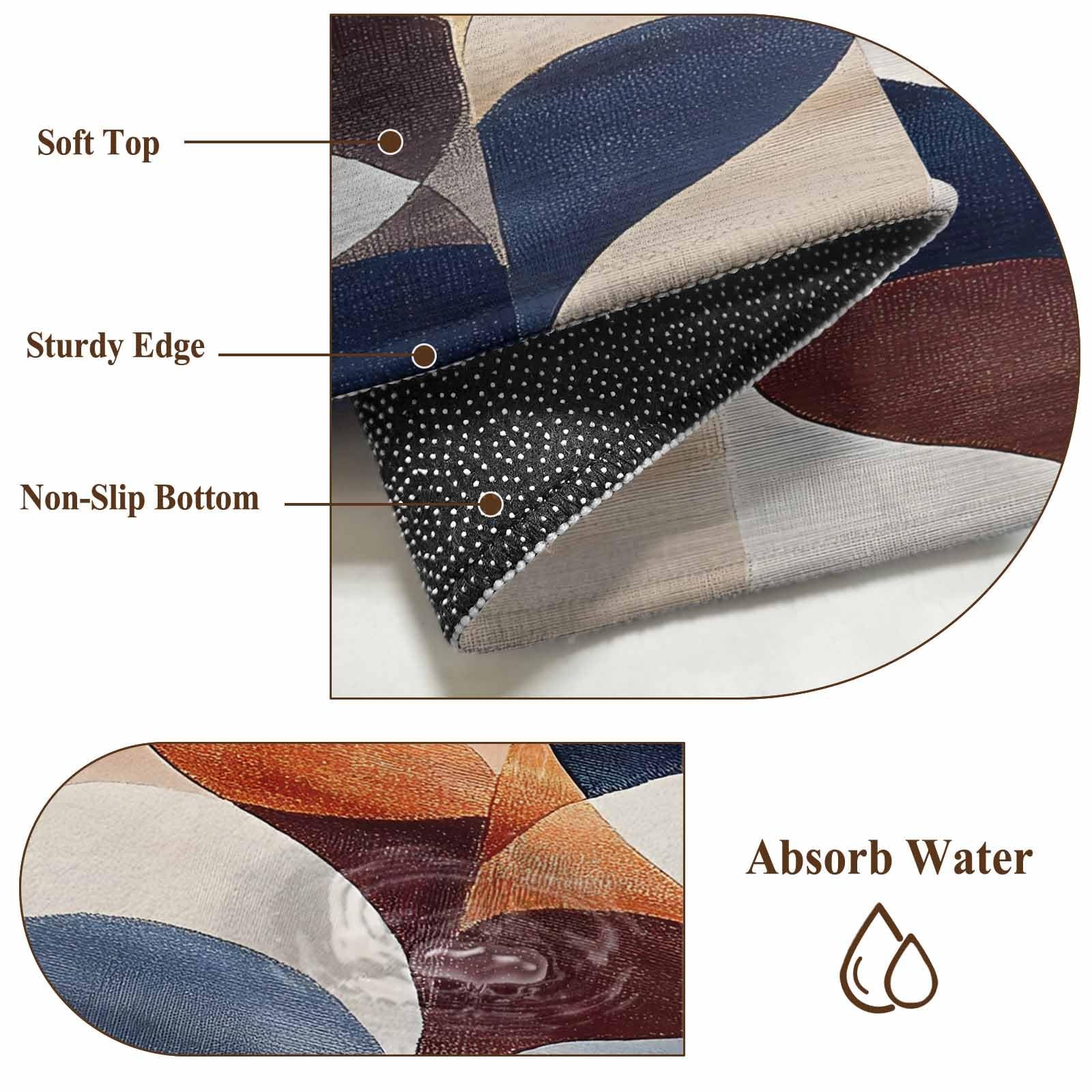 5×7 Area Rugs for Living Room, Navy Blue Burnt Orange Non Slip Washable Rug R…
