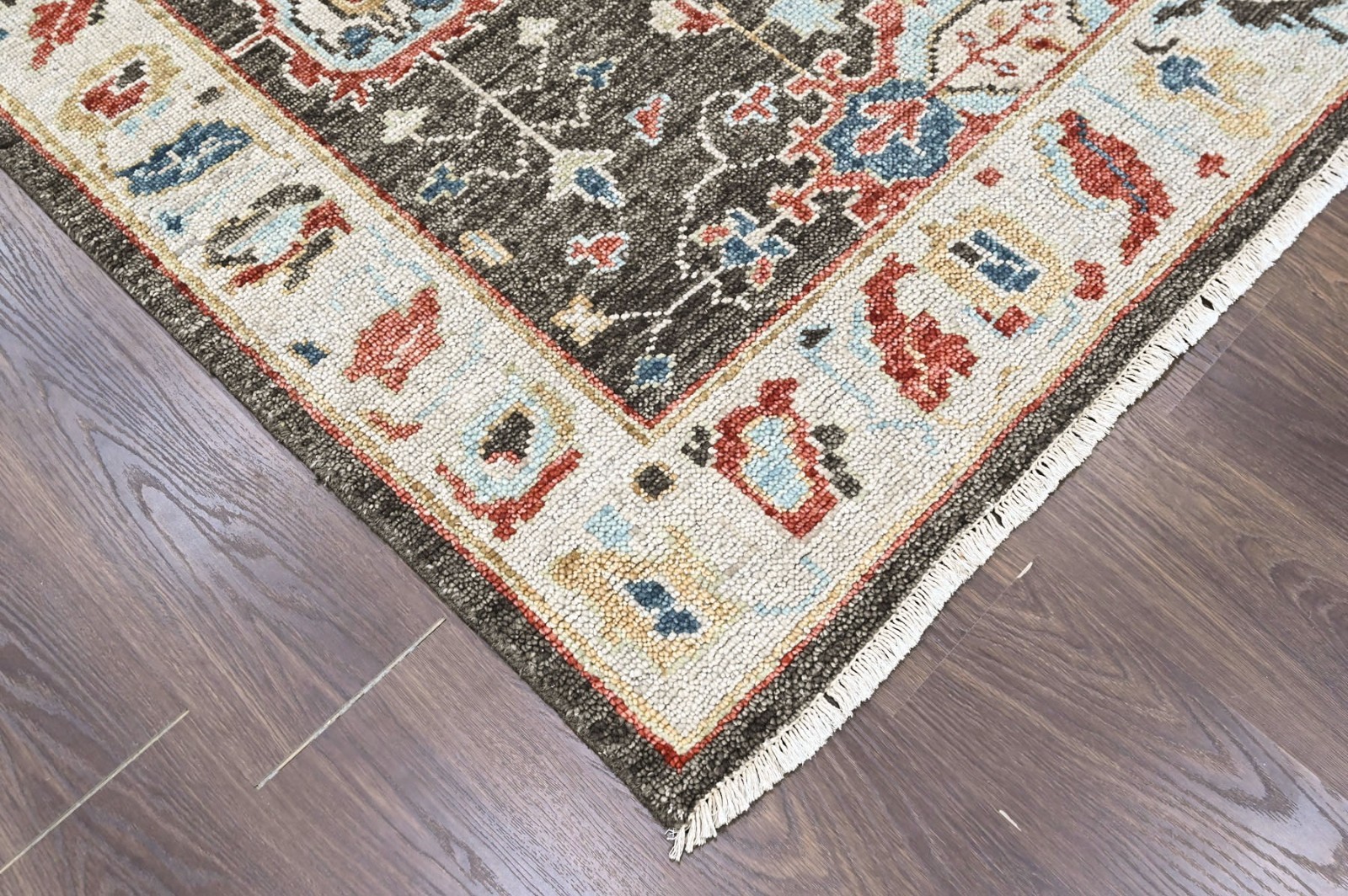 8’11”x11’10” Hand Knotted Wool Charcoal Oushak Arts and Crafts Rug