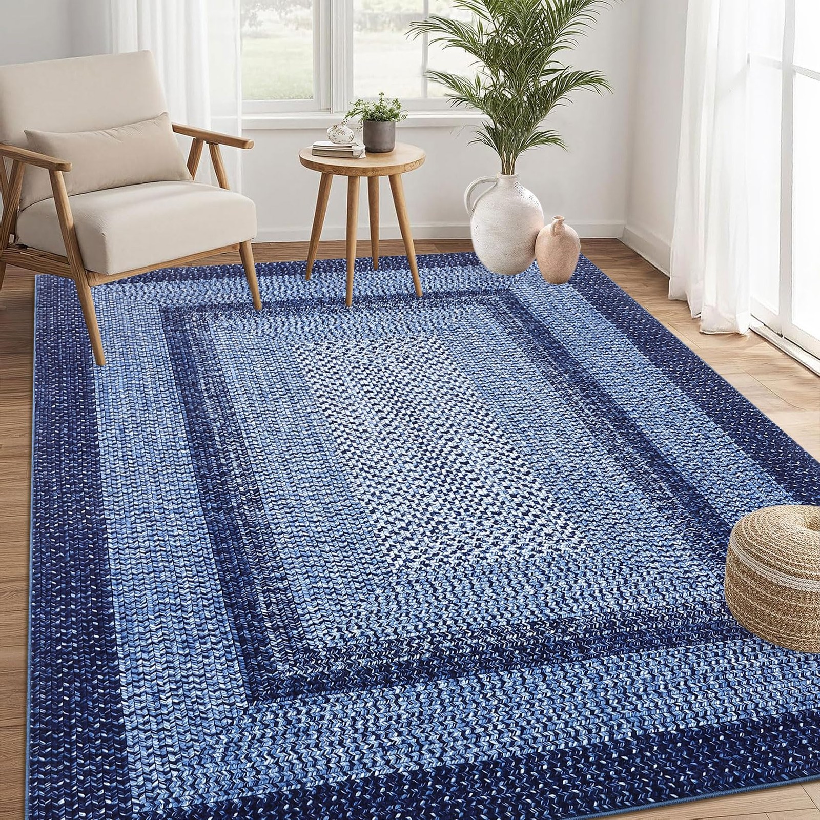 RUGSREAL Boho 4×6 Machine Washable Rug Braided Print Floor Cover Bedroom