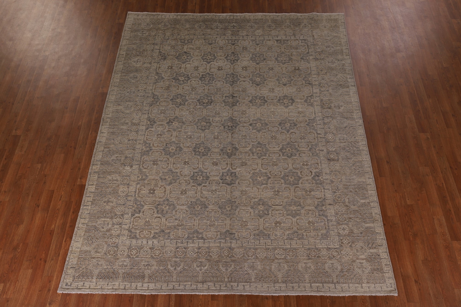 All-Over Pattern Oushak Vegetable Dye Rug 8×10 Handmade Wool for Living Room