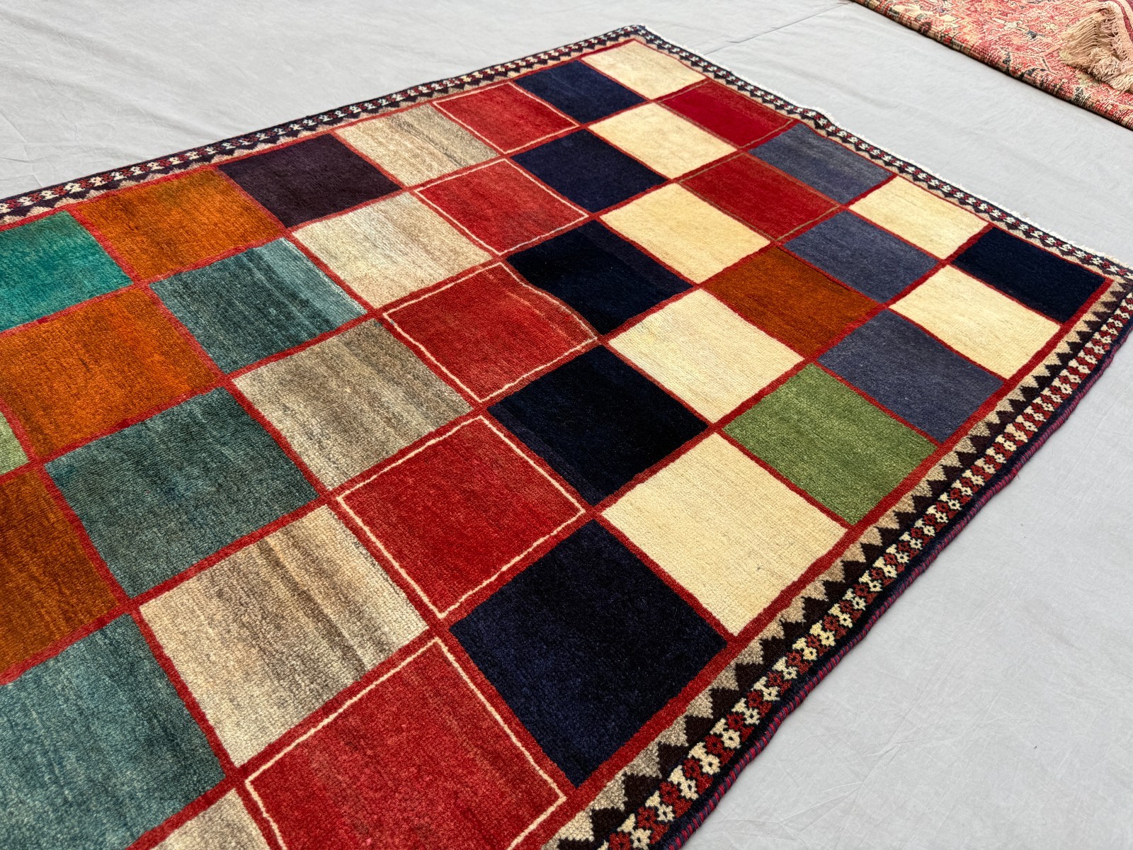 3×6 Afghan Gabbeh Patchwork Rug Handmade Wool Colorful Geometric Checkered
