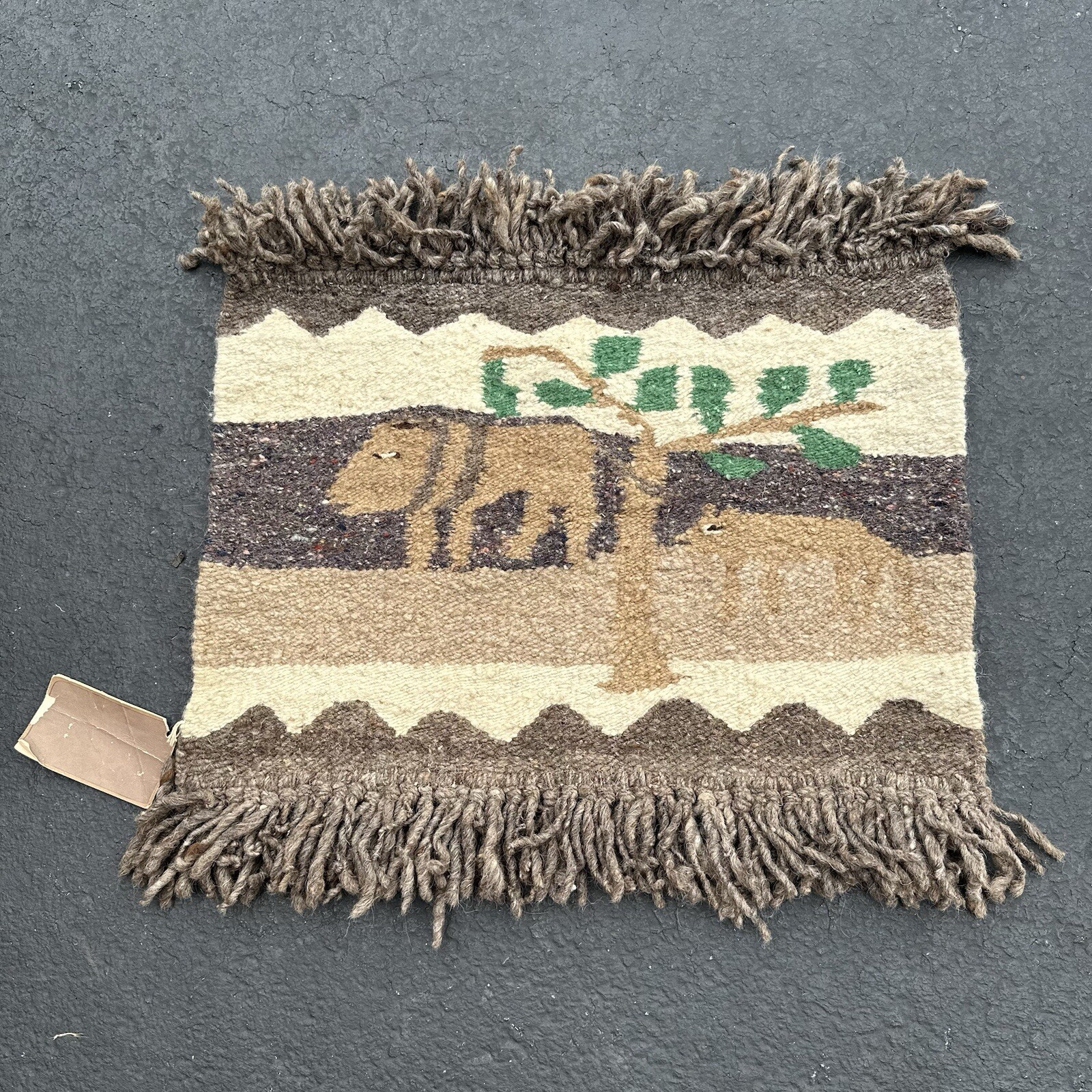 Hand Woven Animal Tapestry Wool Masana Rug Pictorial Lions African Colors Signed