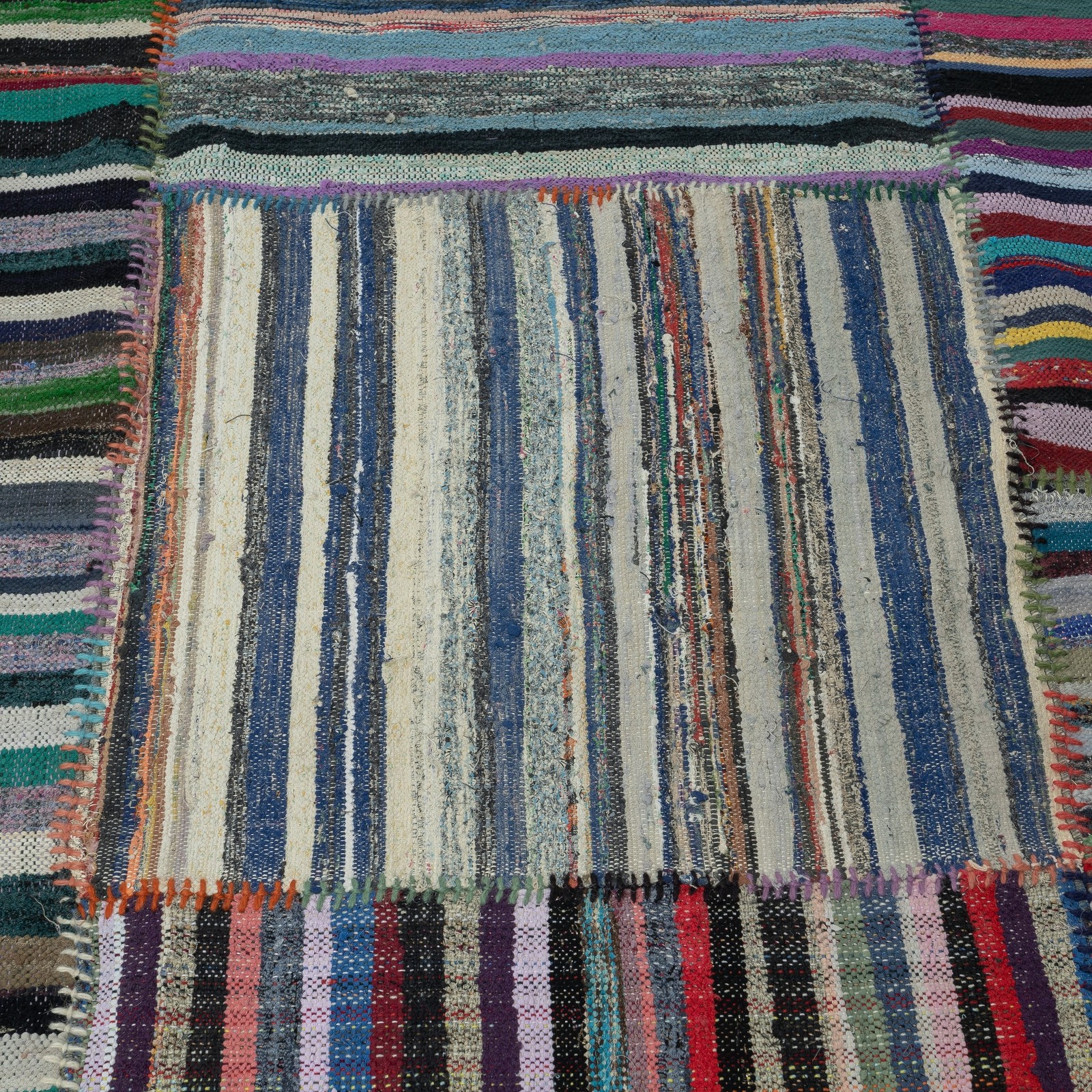 8.6×13.3 ft Adjustable Turkish Kilim, Handmade Cotton Rag Rug, Flat-Weave Carpet