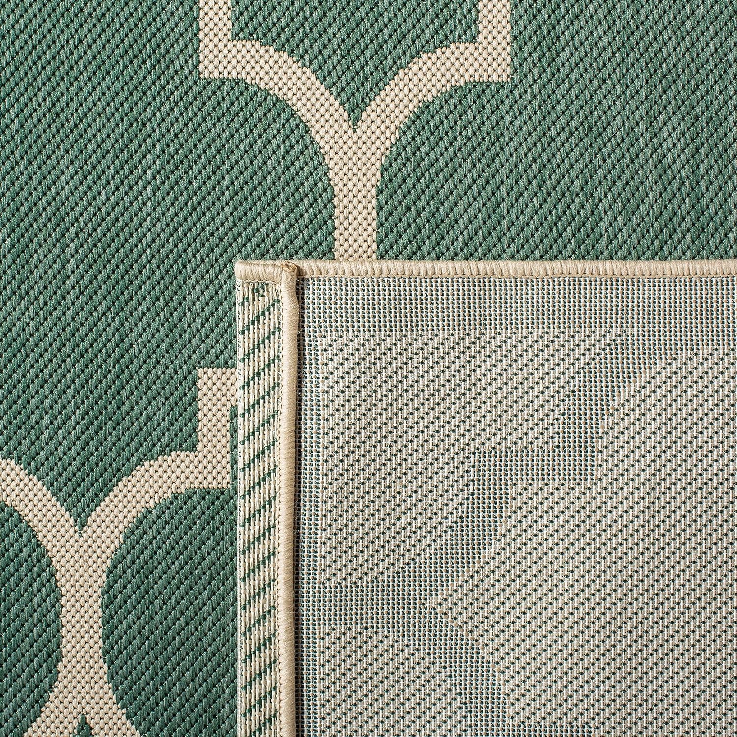 Stylish 2′ x 3’7” Washable Outdoor Rug – Dark Green & Beige for Patio & Entryway