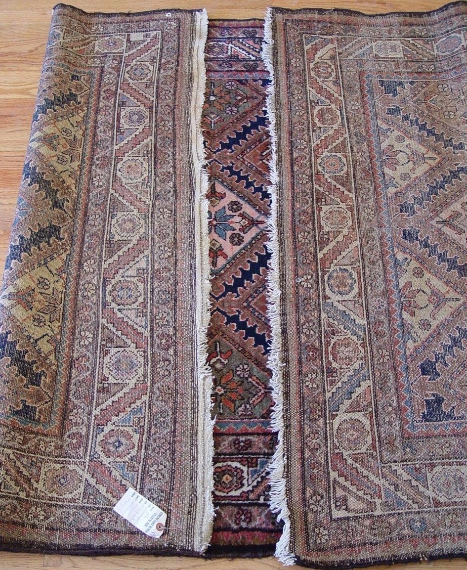 4’6″ x 7′ ANTIQUE KURDISH TRIBAL HAND KNOTTED WOOL DIAMOND DESIGN RUG