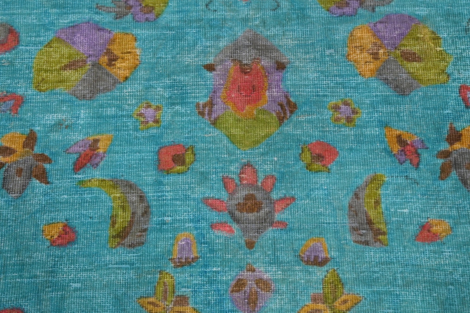 Vintage TURQUOISE Floral Tebriz Hand-knotted Area Rug Classic Oriental Wool 9×13