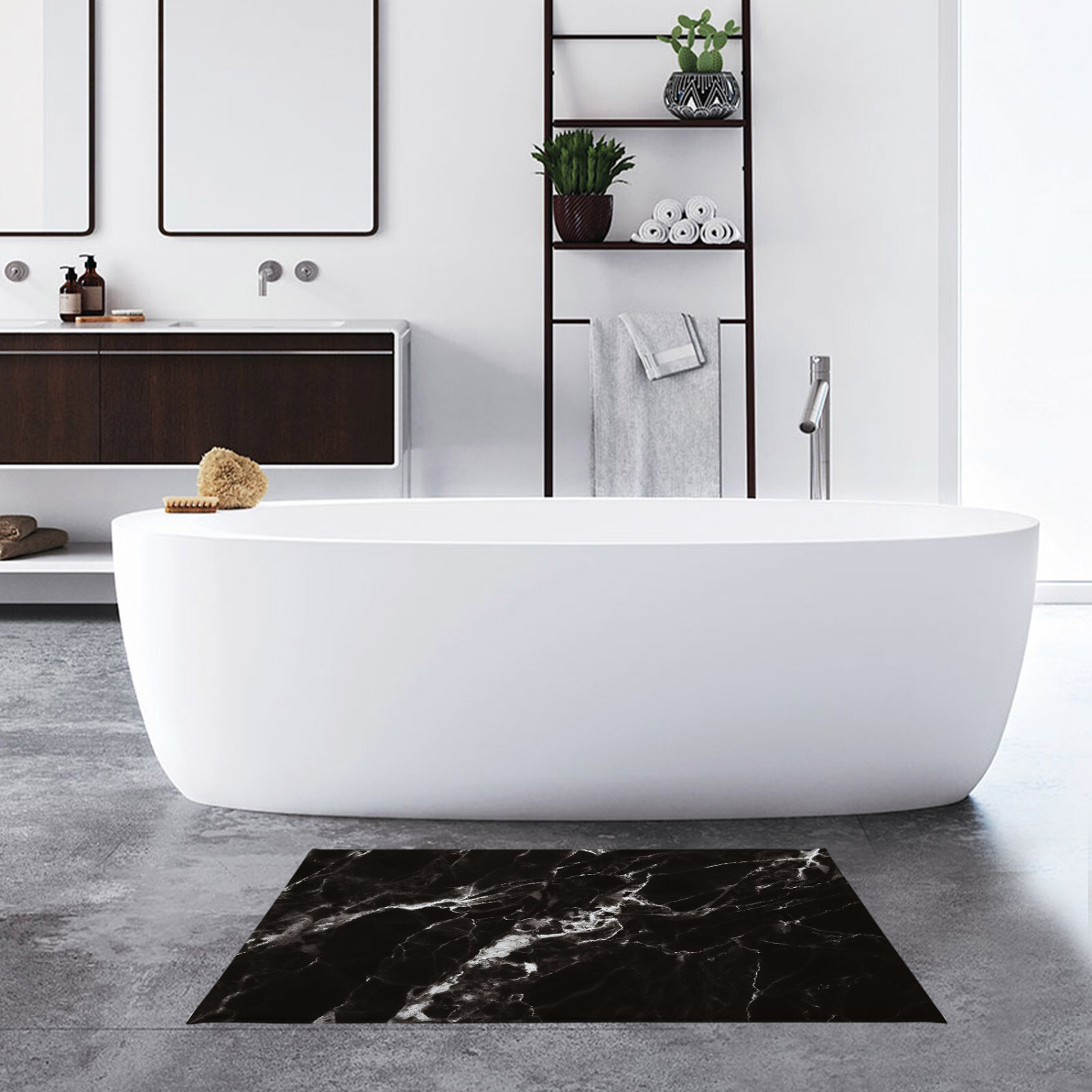 Black and White Abstract Marble Bath Mat for Bathroom Mat Bath Rug Doormat