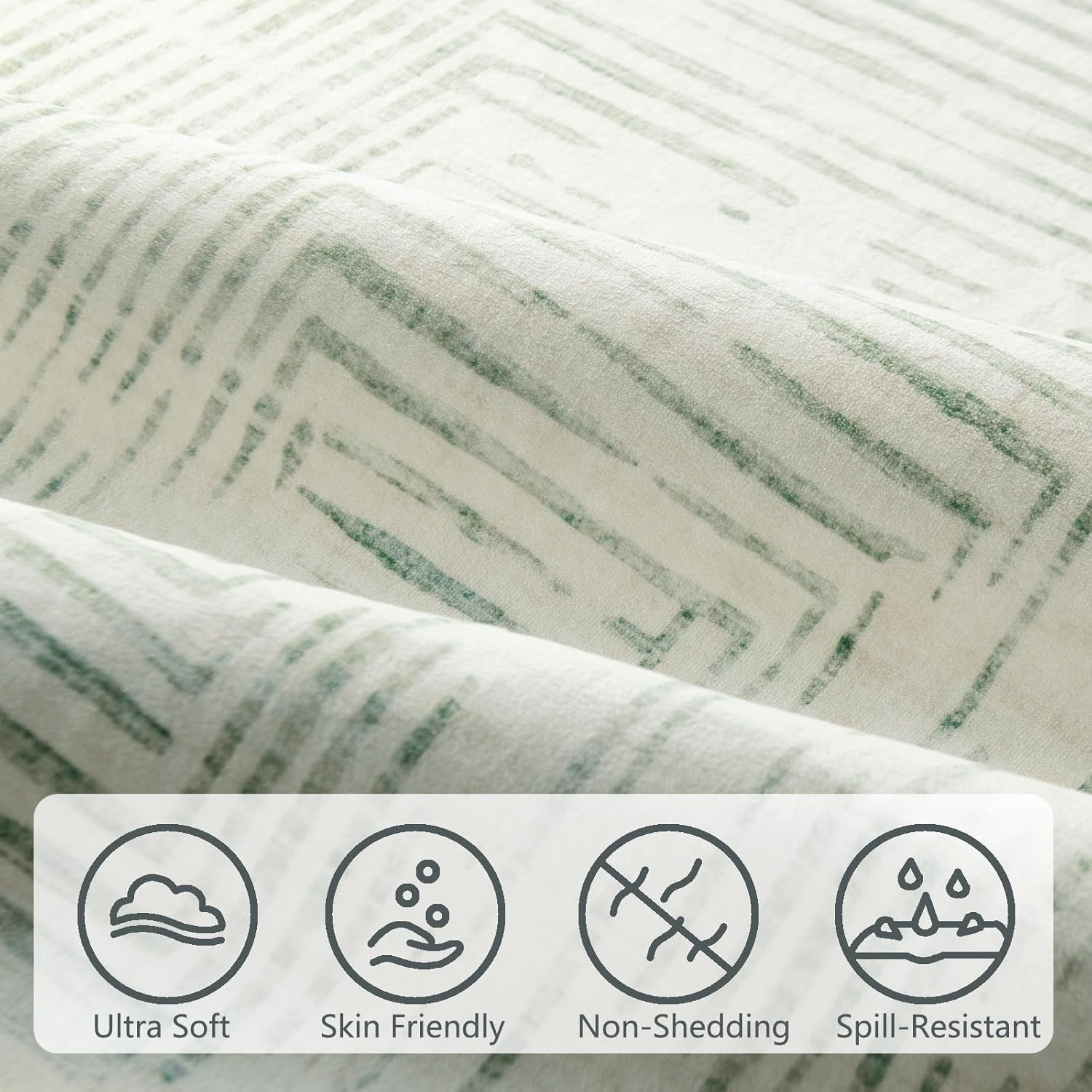 6X9 Area Rugs for Bedroom, Soft Washable Sage Green Lines Borderd Modern Abstrac