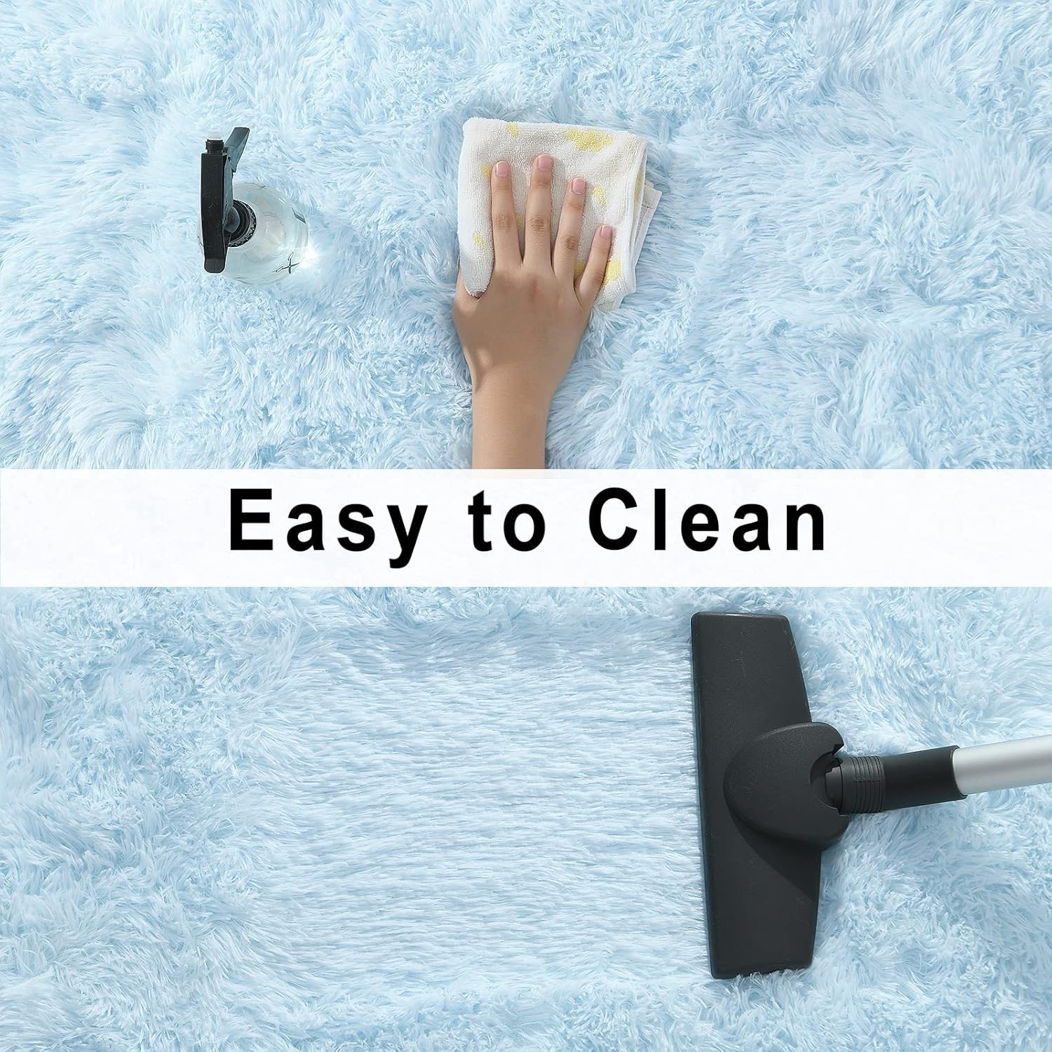 Luxurious Baby Blue Shaggy Area Rug 4×5.9ft – Soft Plush Comfort for All Rooms