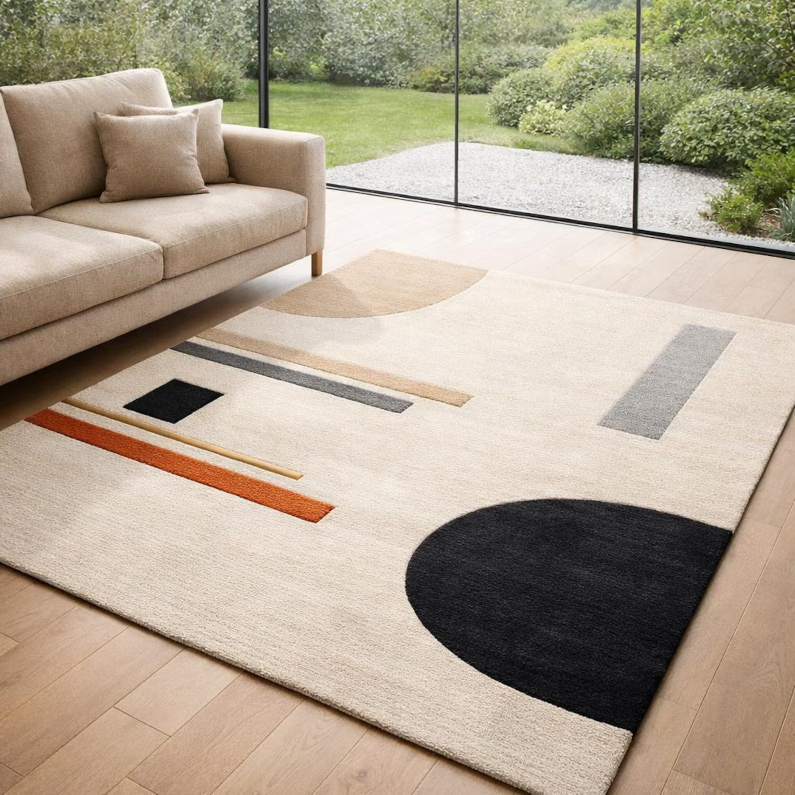 Hand Tufted NZ Wool Area Rug – Modern Geometric Abstract Design modern carpet