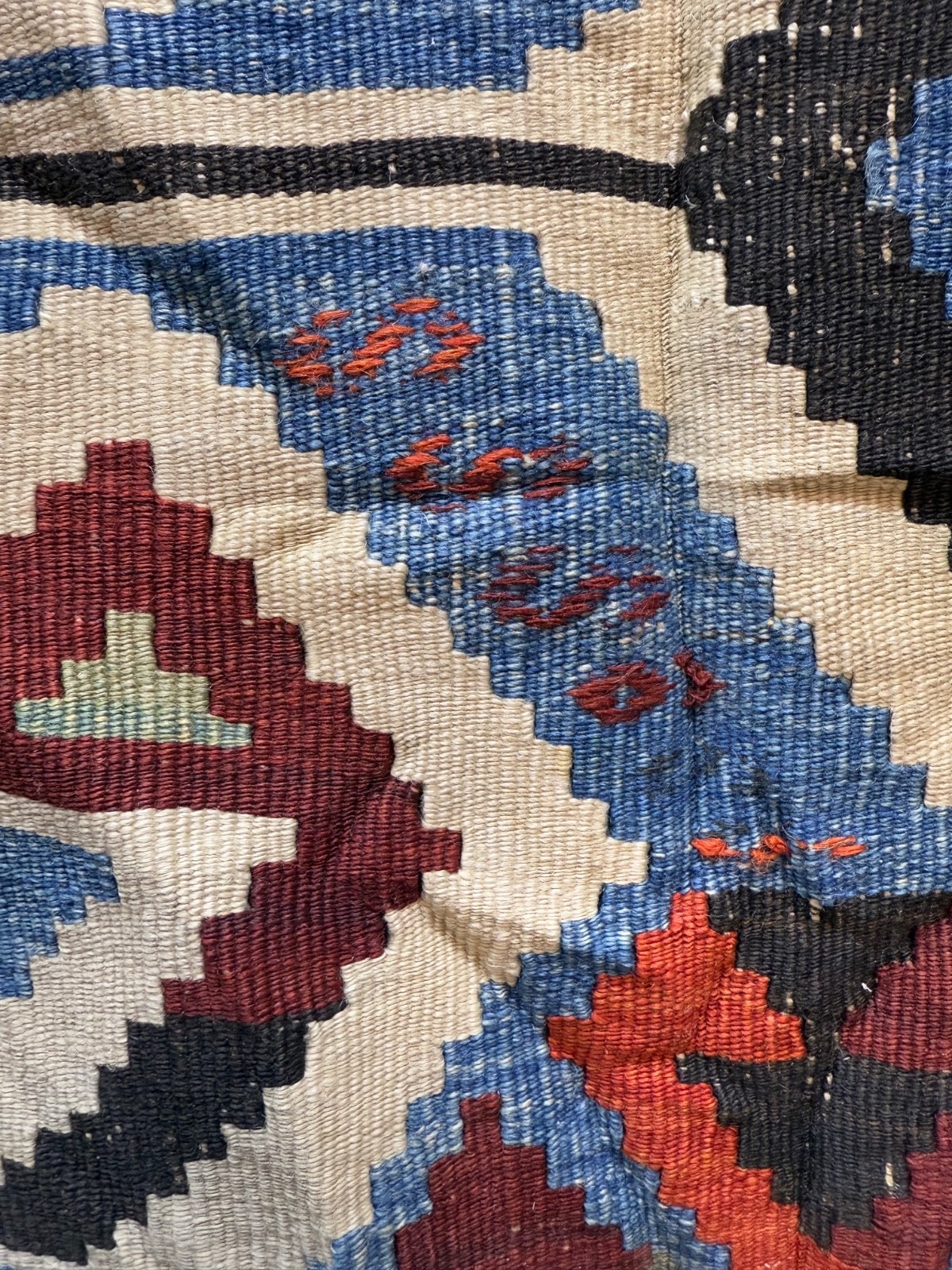 Vintage Beautiful Hand Woven Turkey Anatolian Wool Weaving One Part Kilim Rug