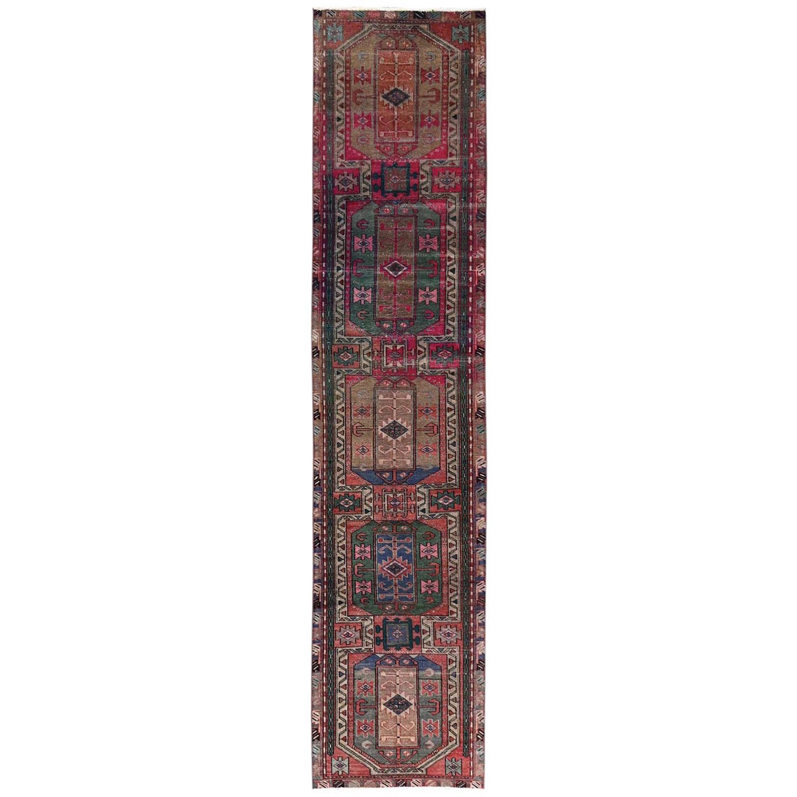 2’7″x12’2″ Red Vintage Northwest Zoroastrian Wool Hand Knotted Runner Rug 2224