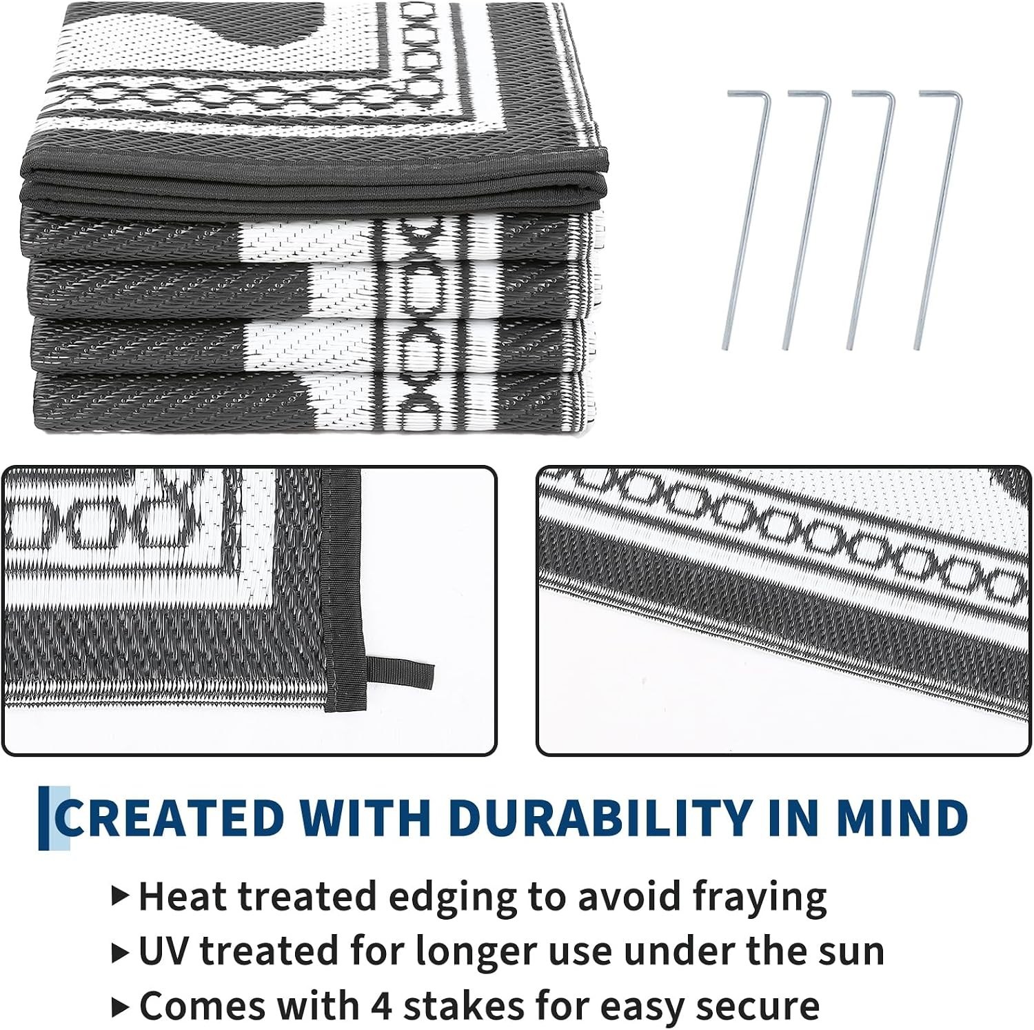 Versatile 6′ x 9′ Scalloped Area Rug – Ideal for Camping and Outdoor Spaces