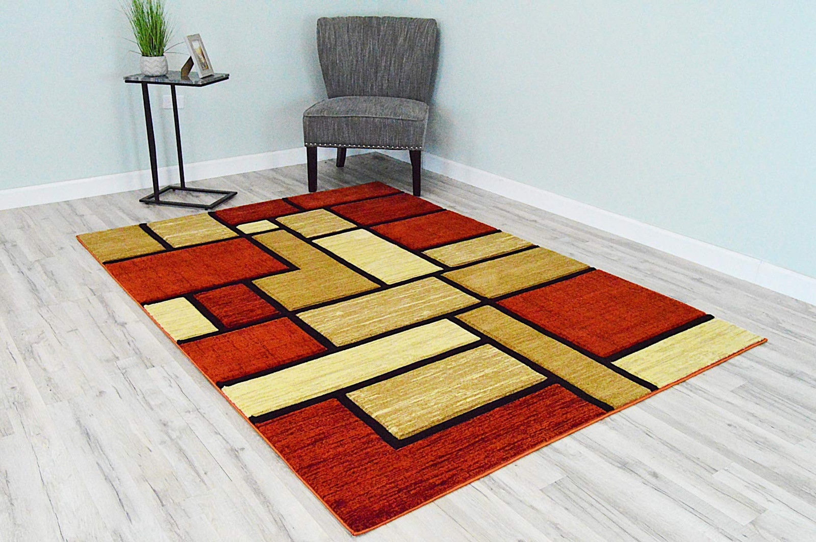Premium Carved Modern Contemporary Abstract Rug 3995 Orange 5’3”x7