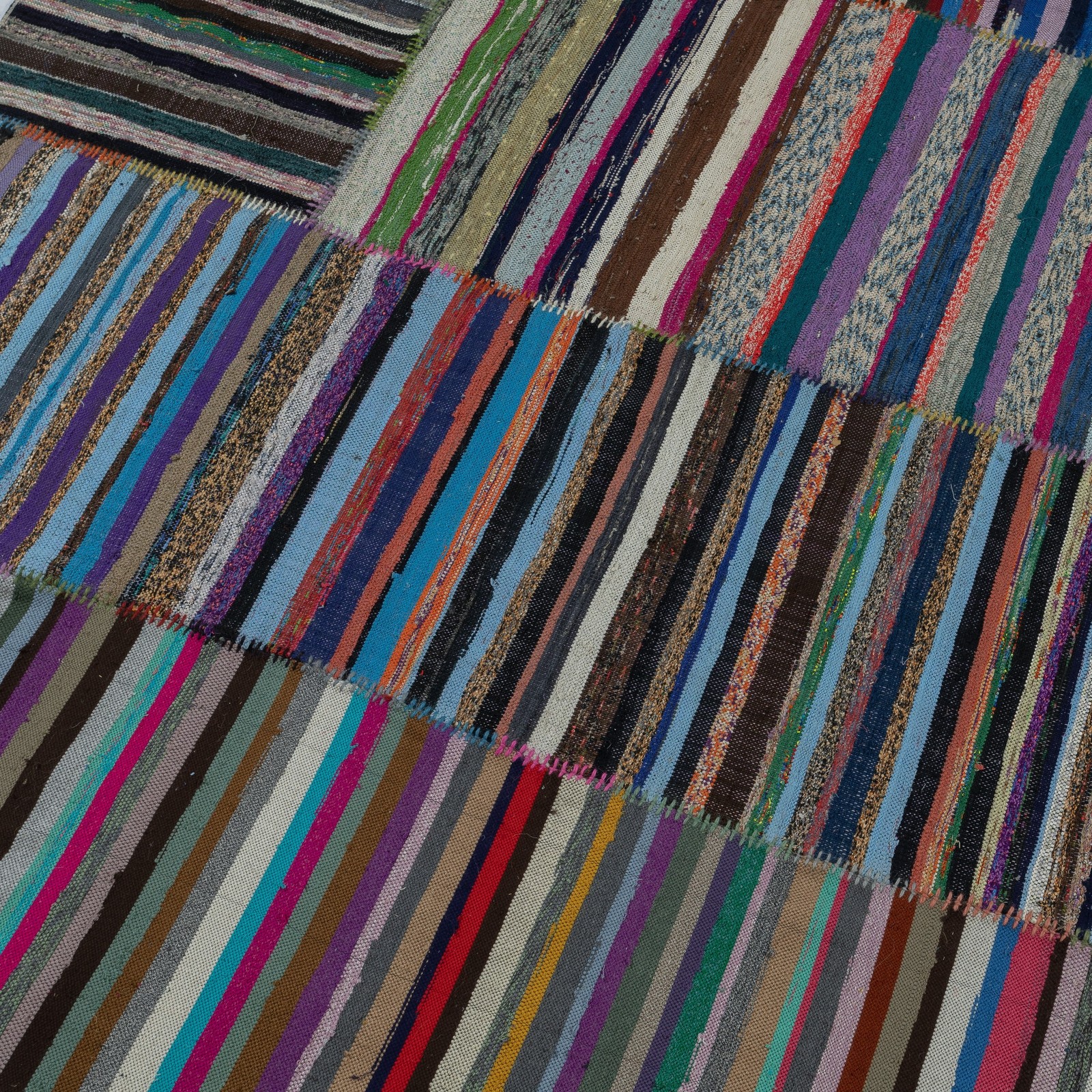 8.6×13.3 ft Adjustable Turkish Kilim, Handmade Cotton Rag Rug, Flat-Weave Carpet