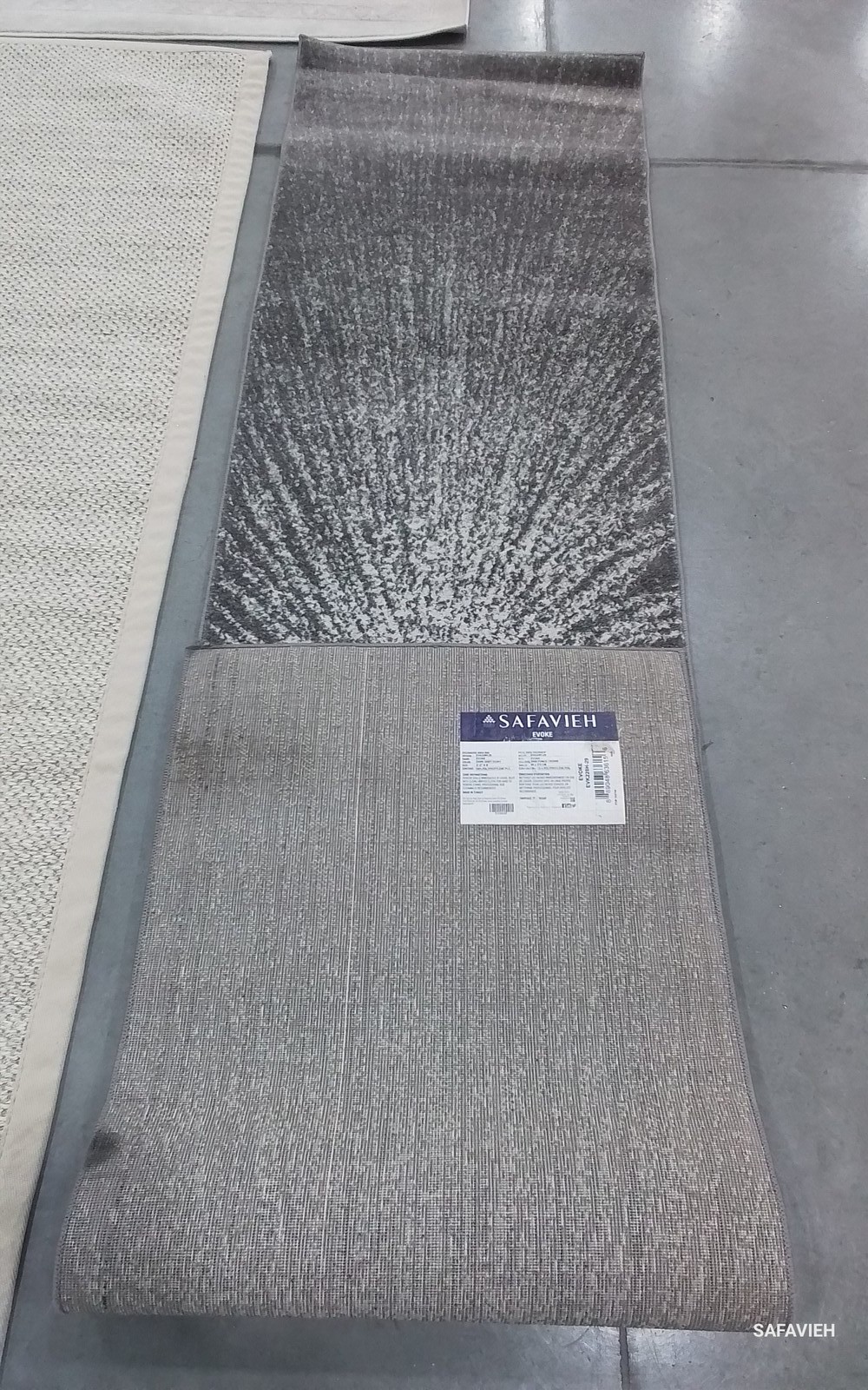 DkGREY / IVORY 2′-2″ x 9′-0″ Back Stain Rug, Reduced Price 1172793580 EVK228H-29