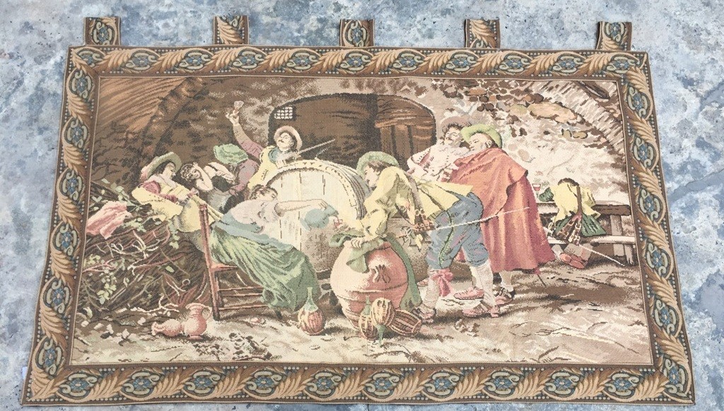 Vintage French Dancing People view Pictorial Tapestry Home Decor 3x4ft
