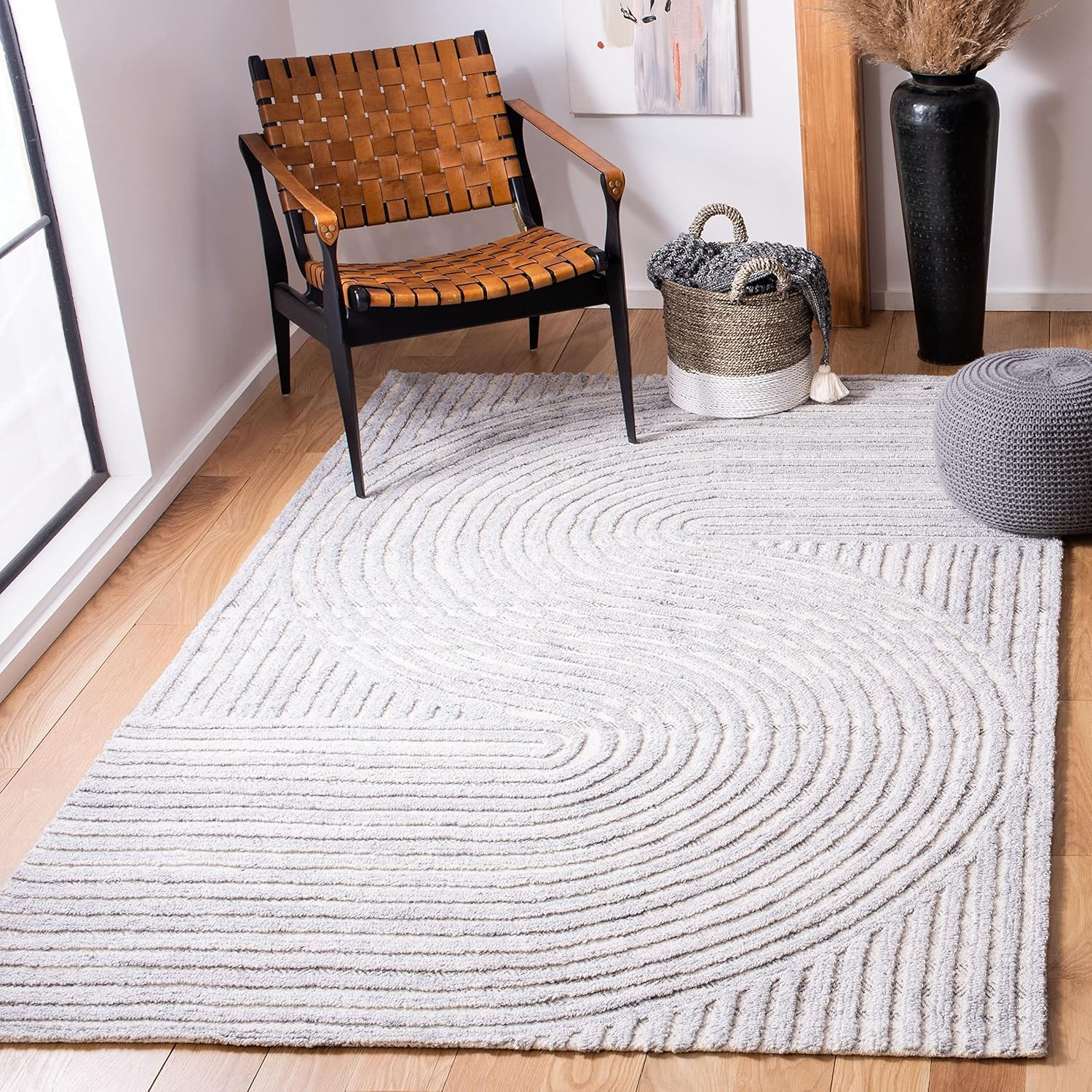 Handmade 6′ x 9′ Grey Abstract Wool Area Rug – South Hampton Collection