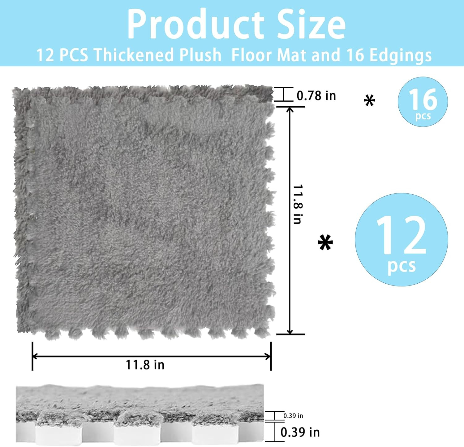 Interlocking Carpet Shaggy Soft EVA Foam Mats Fluffy Square Thickened Plush Tile