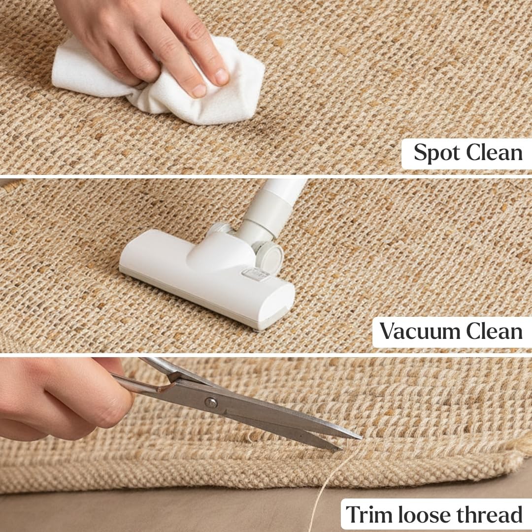 Hand Woven Cotton Jute Runner Rug – 2′ x 6′ ft Natural Fiber Braided Rustic V…
