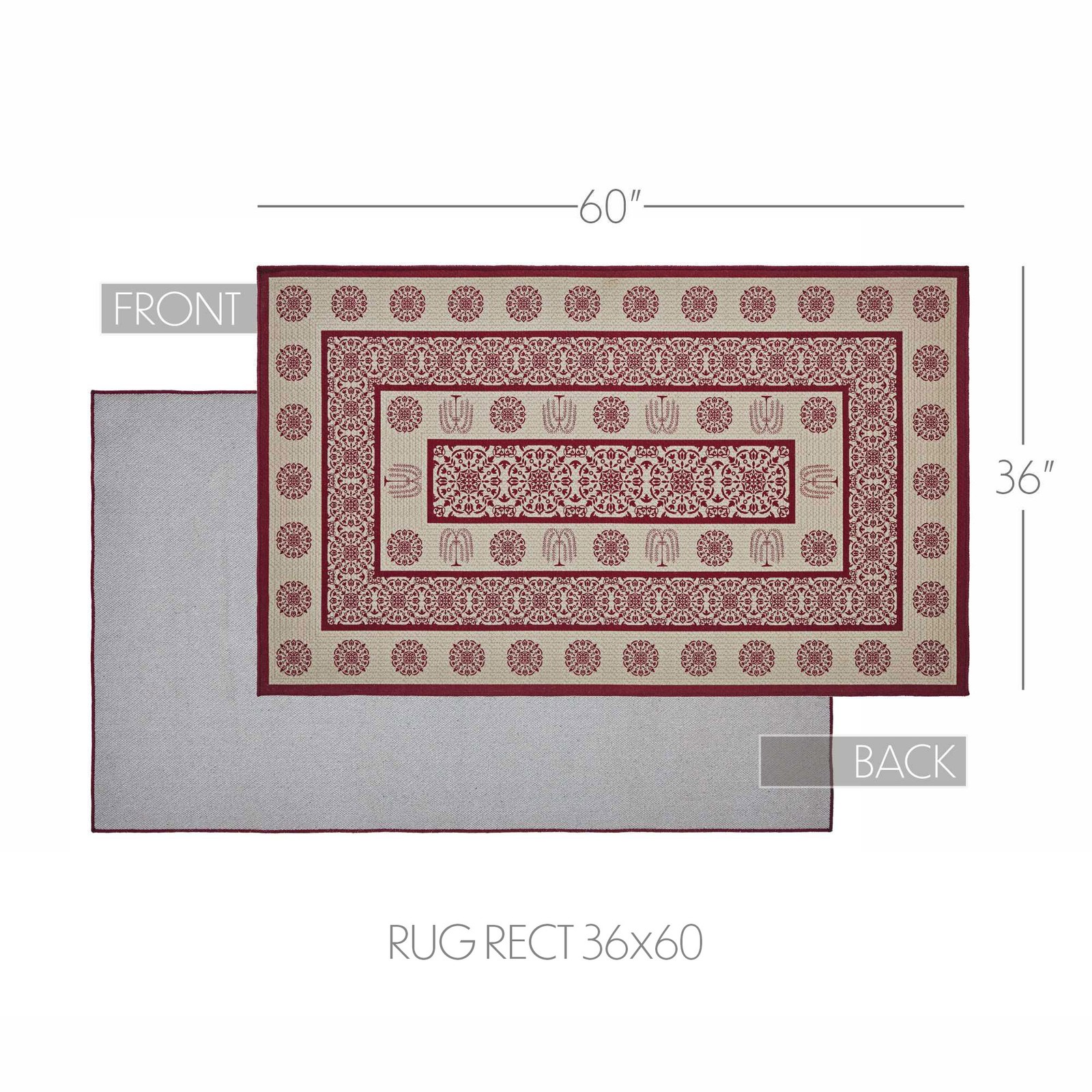 VHC Brands Custom House Burgundy Tan Jacquard Indoor/Outdoor Rug Rect 36×60