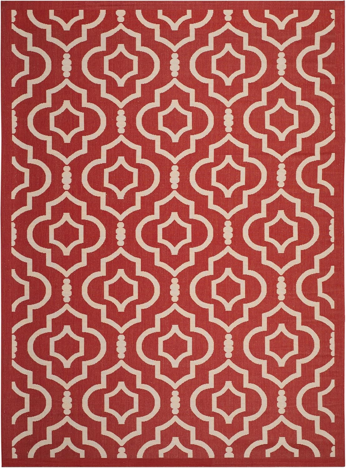 Courtyard Collection 8′ x 11′ Red/Bone Waterproof Indoor/Outdoor Area Rug