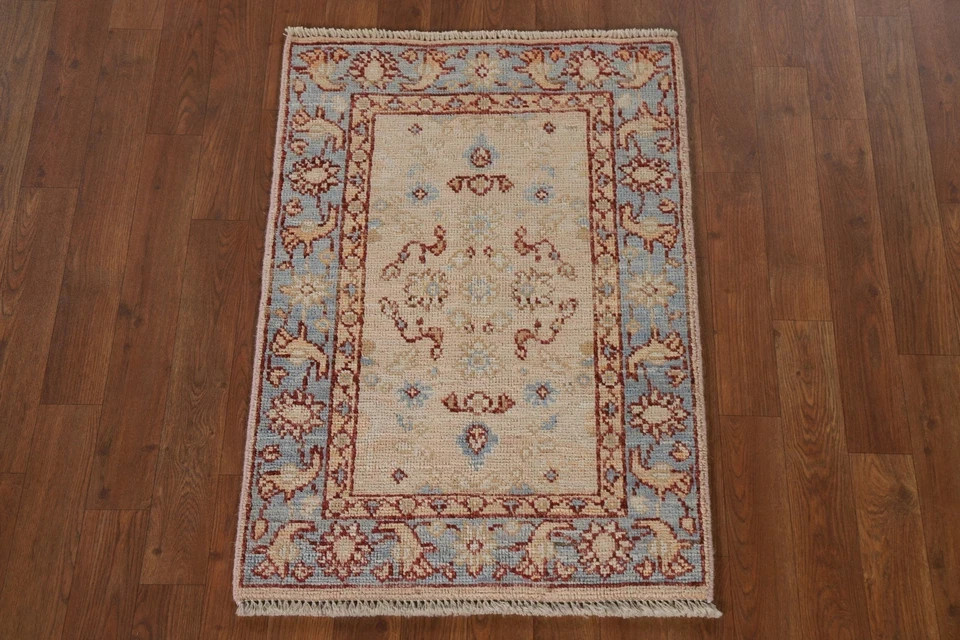 Hand Knotted Oushak Wool Rug Light Blue Cream Traditional Turkish Area Rug 8×10