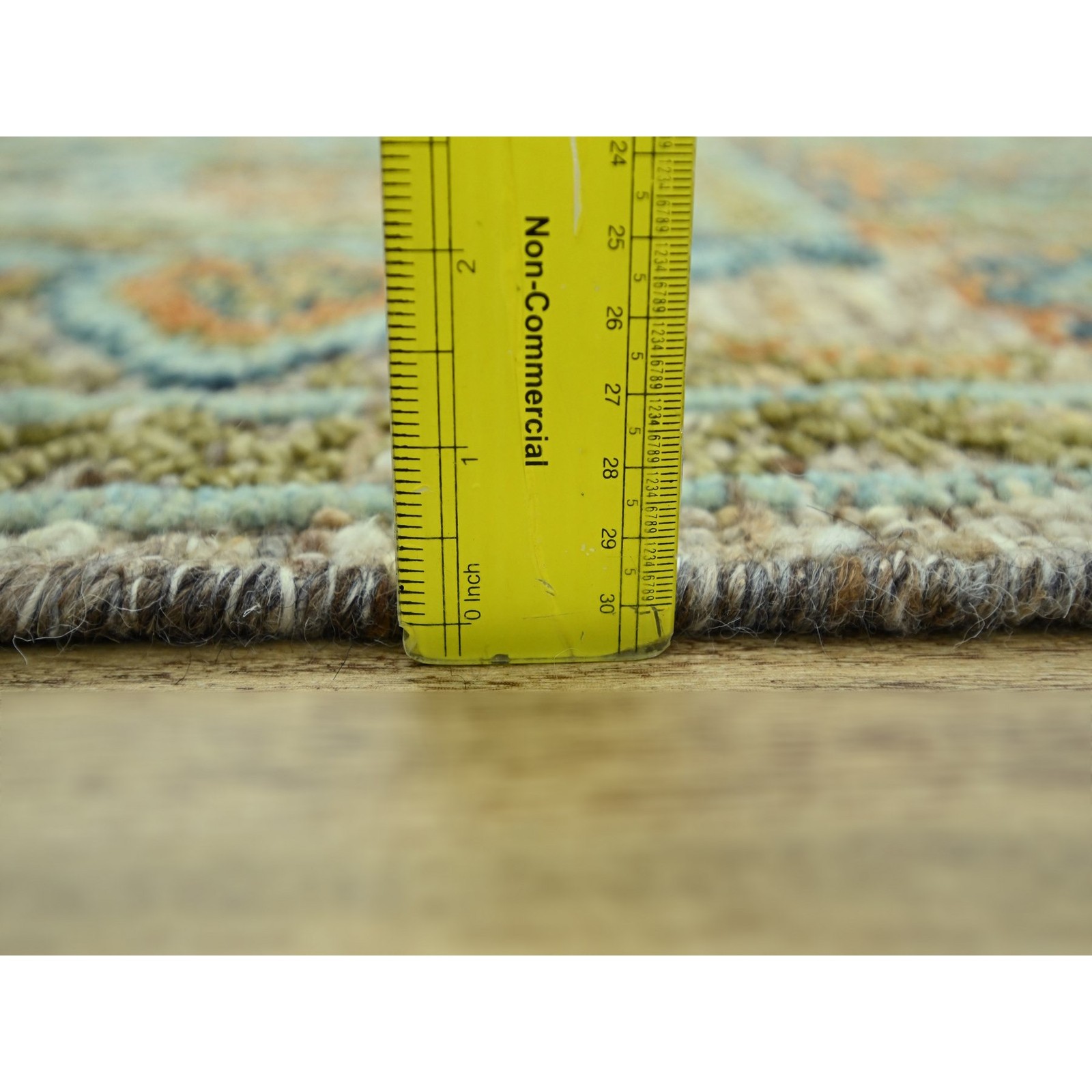 5’x7’1″ Tan Brown Hand Knotted Oushak with Exposed Warps Distressed Wool Rug