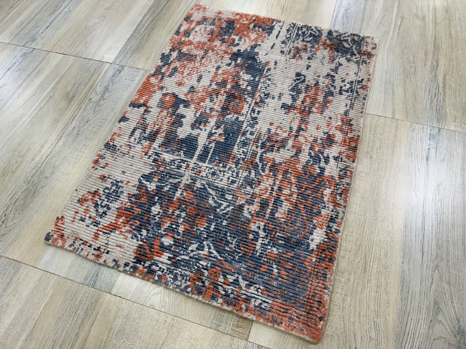 Hand Woven Viscose Rug 2 x 3 Modern Rustic Erased Home Decor Small Bedroom Rug