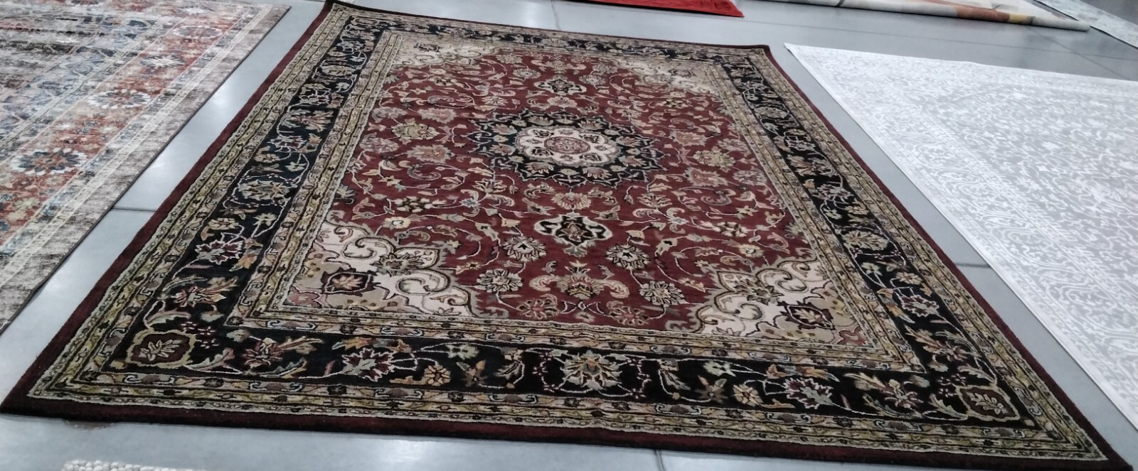 BURGUNDY / NAVY 9′-6″ X 13′-6″ Back Stain Rug Reduced Price 1172754215 CL362A-10