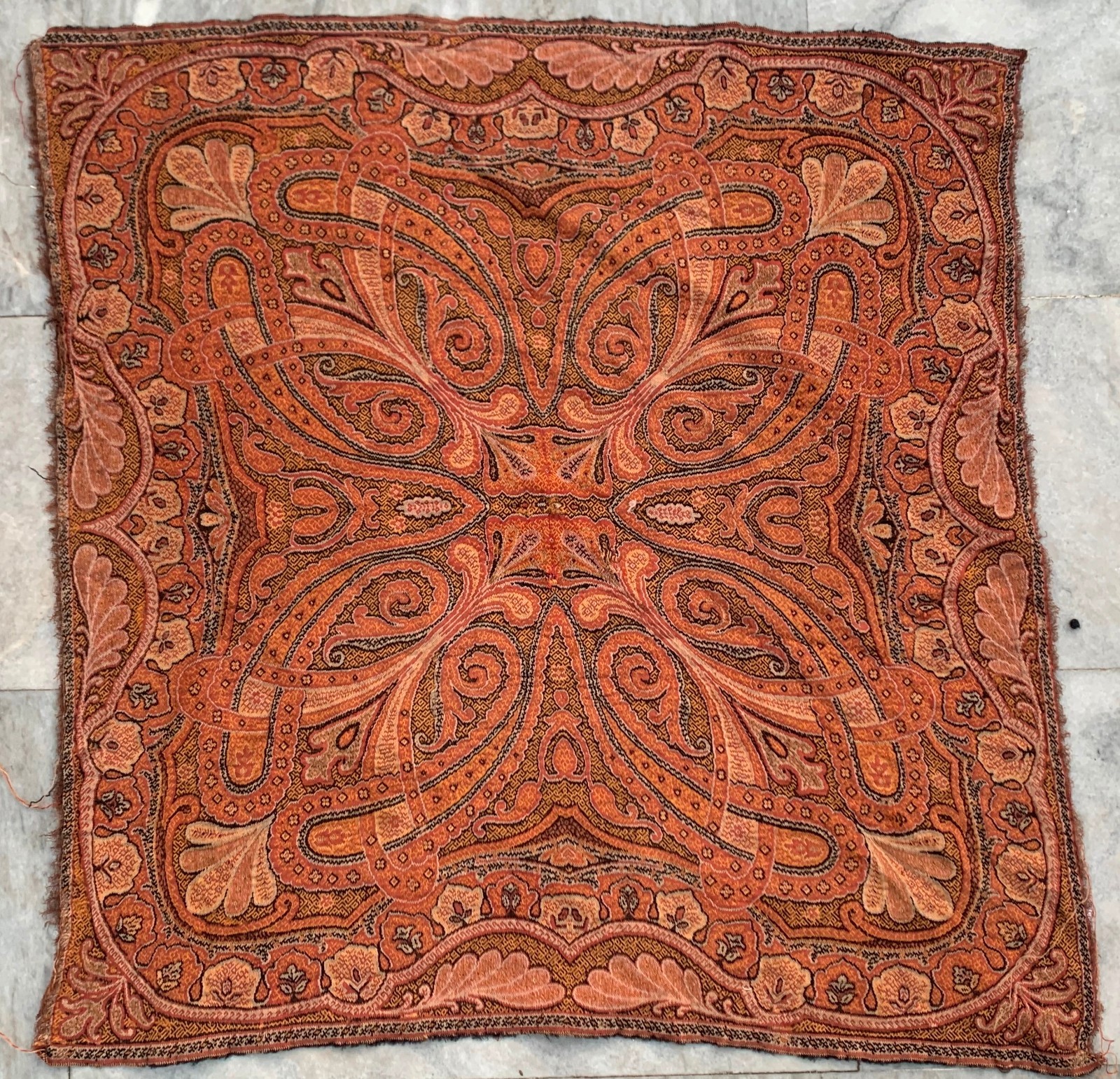 Vintage Paisley Shawl, 100 % Pure Woolen Scarf, Woolen shawl, Women Shawl 2×2 ft