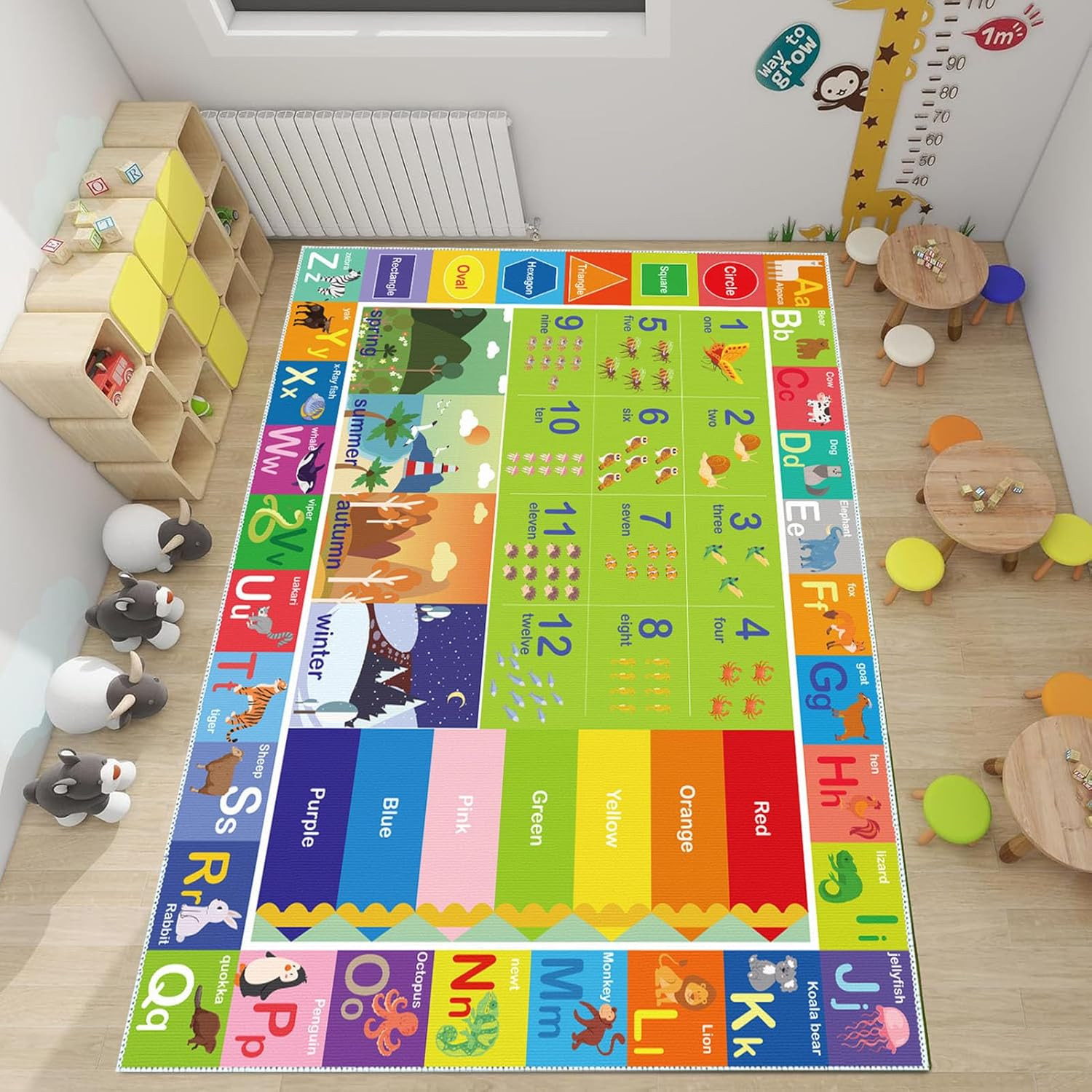 Alfombra ABC para Niños, Lavable, para Guardería, Aula y Sala de Juegos