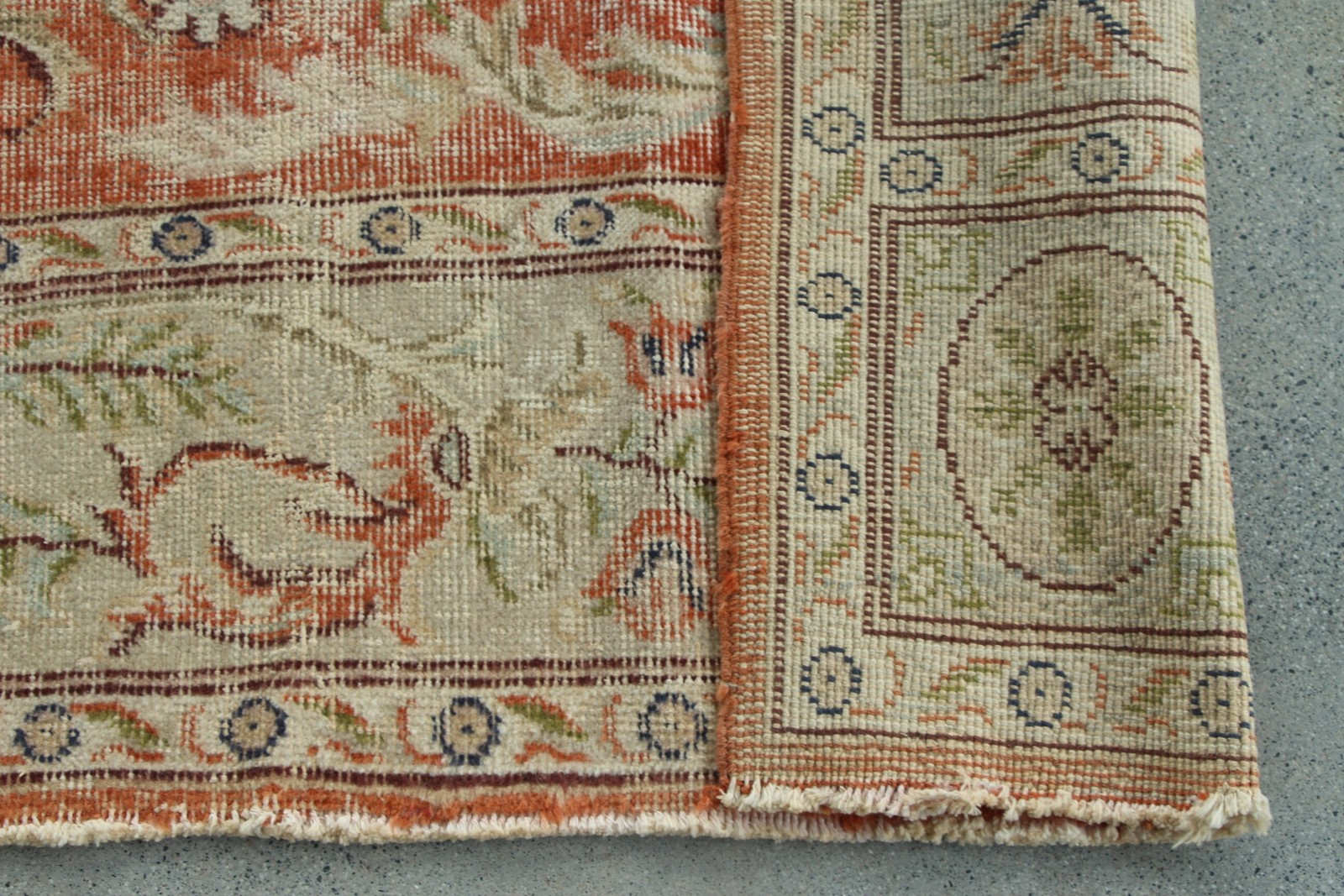6,6×10,5 ft Turkish Rug, Orange Patchwork Vintage Rug Wool